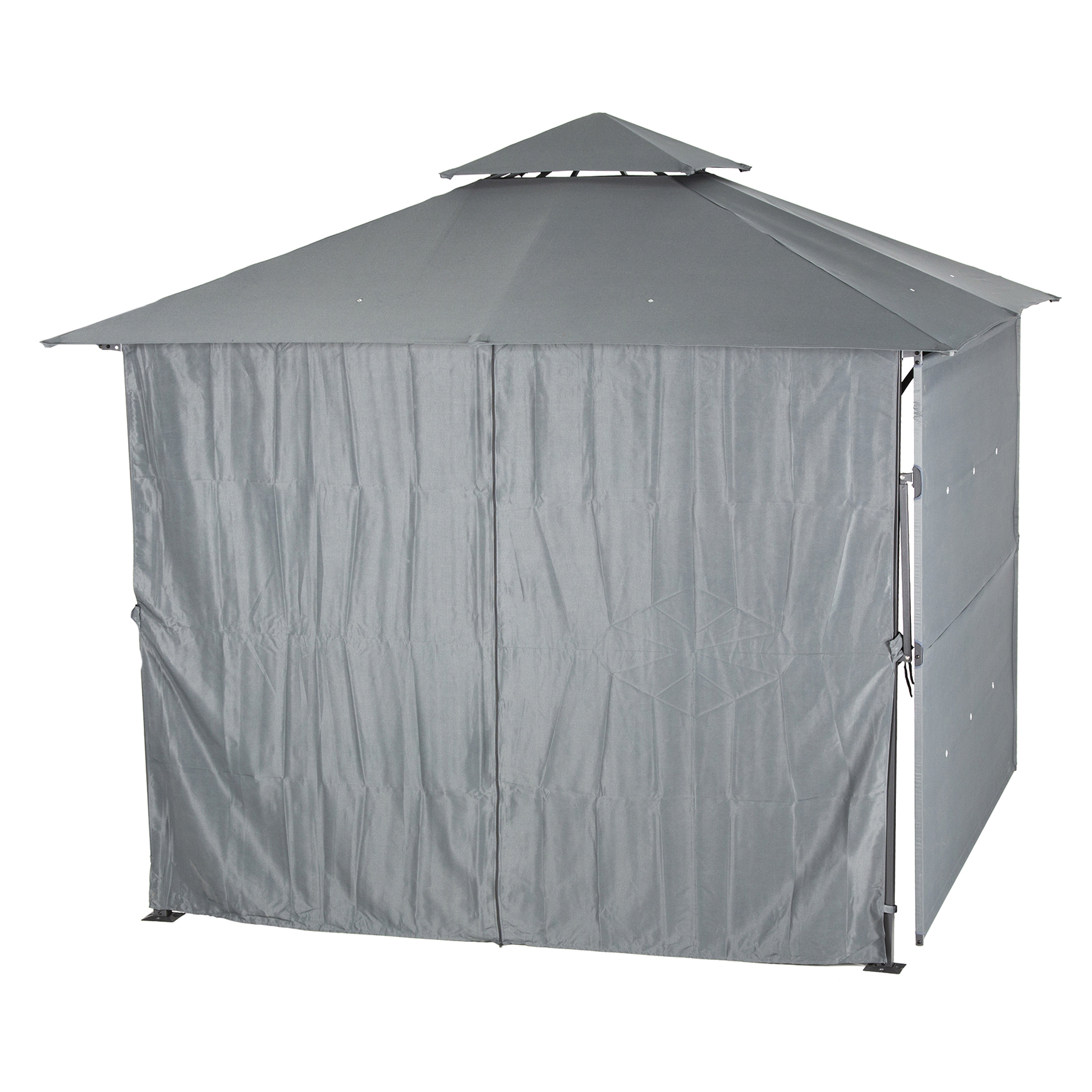 Lotto di 4 pannelli e 2 tende per gazebo Amalya (3 x 3 m) - Ardesia 1