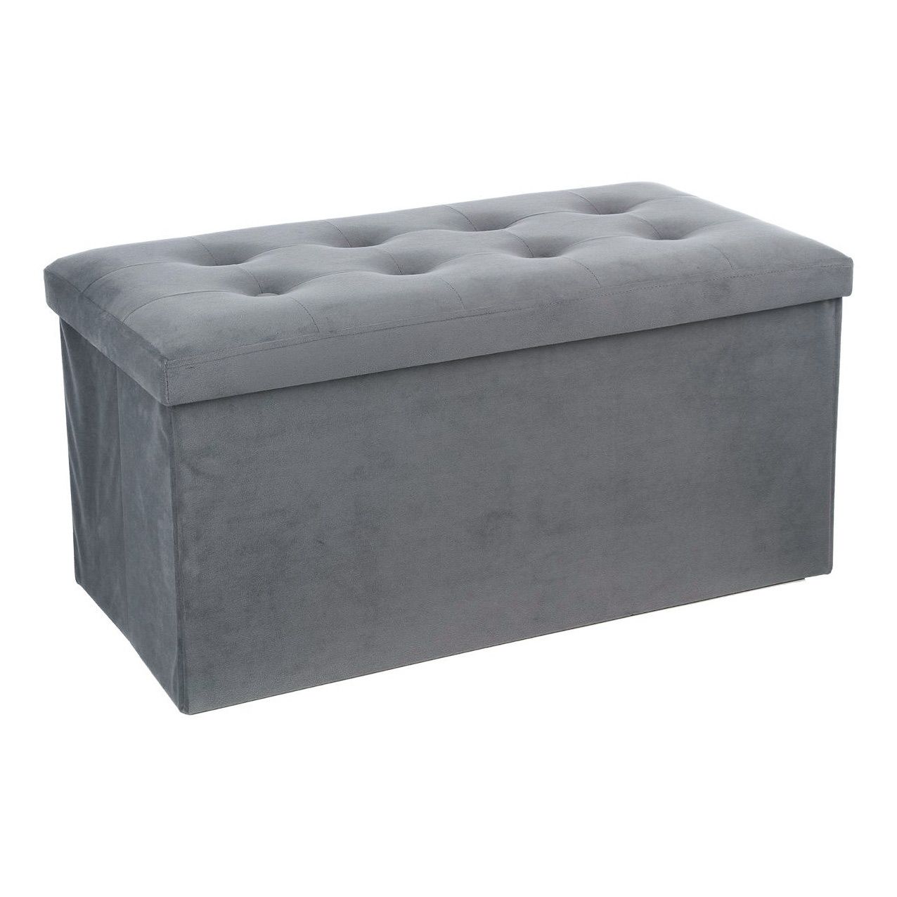 Pouf doppio contenitore Lisandro Velluto Grigio 1