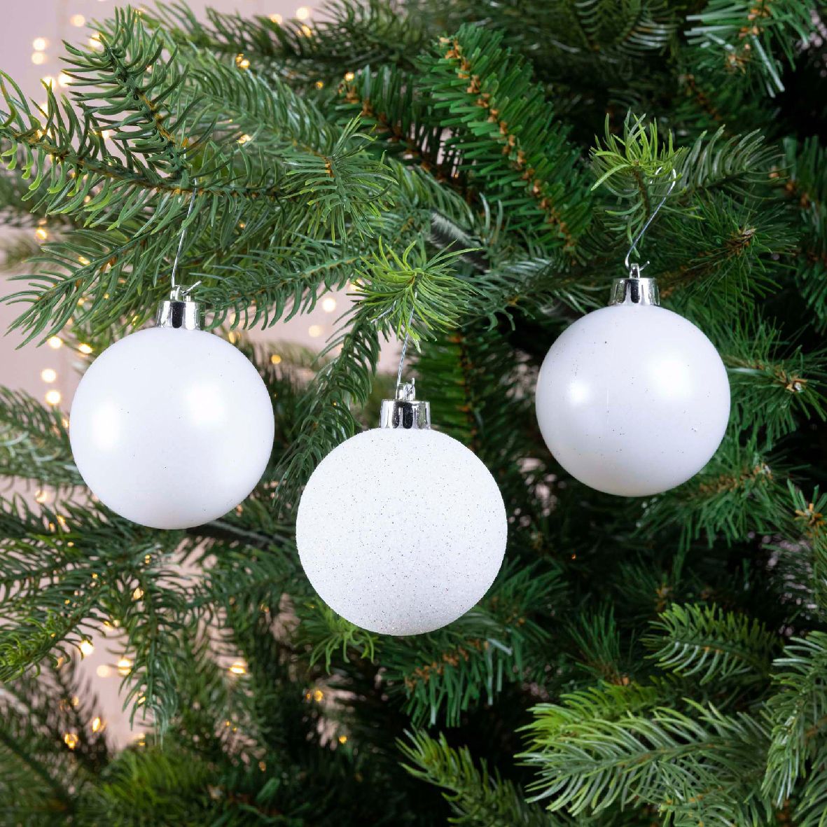 Confezione di  30 palline di Natale assortimento Alpine Bianco 2