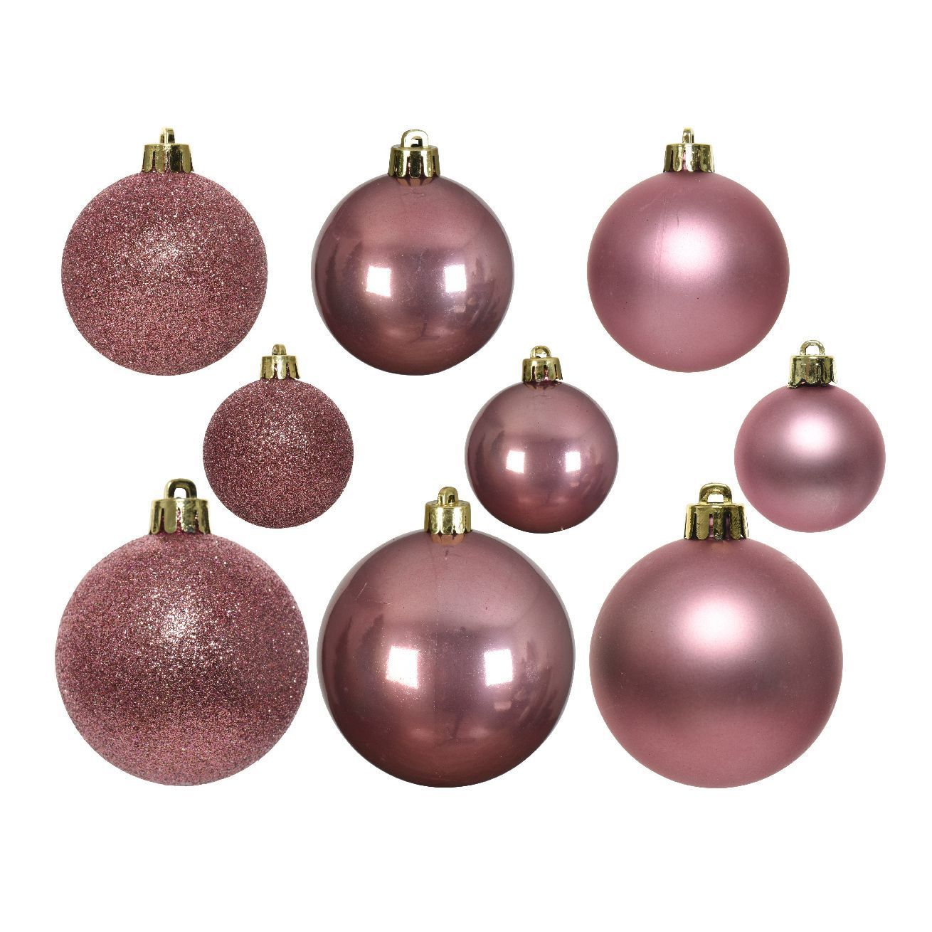 Confezione di  30 palline di Natale assortimento Alpine Rosa antico