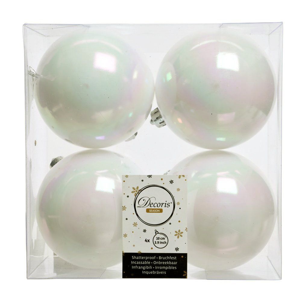 Confezione di 4 palline di Natale (D100 mm) Alpine Bianco perlato 1