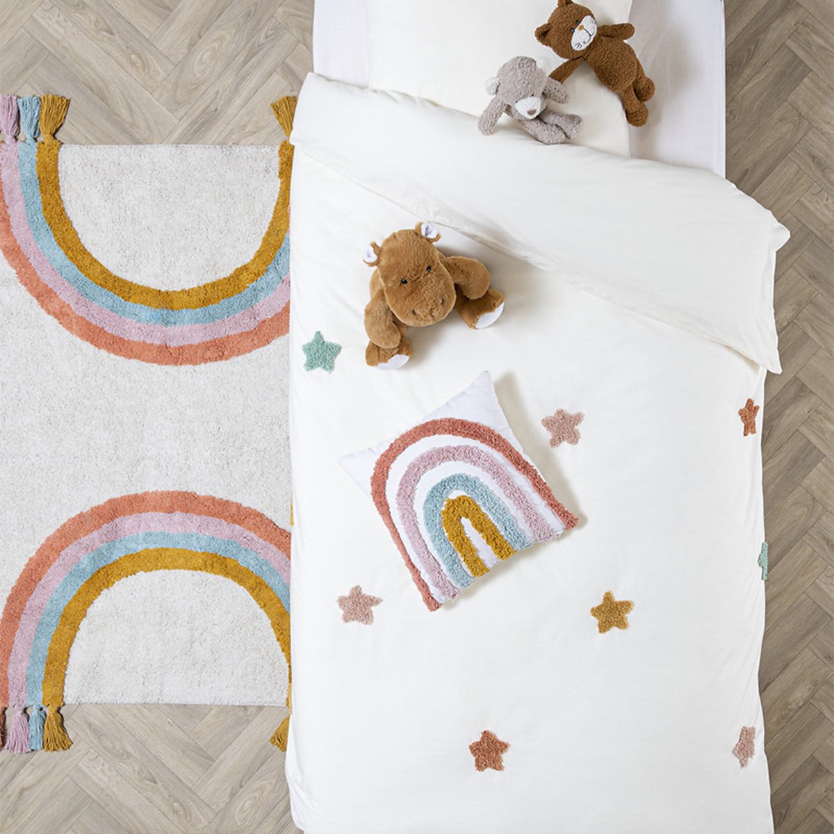 Copripiumino e una federa quadrata bambino cotone (140 cm) Etoile Multicolore 1