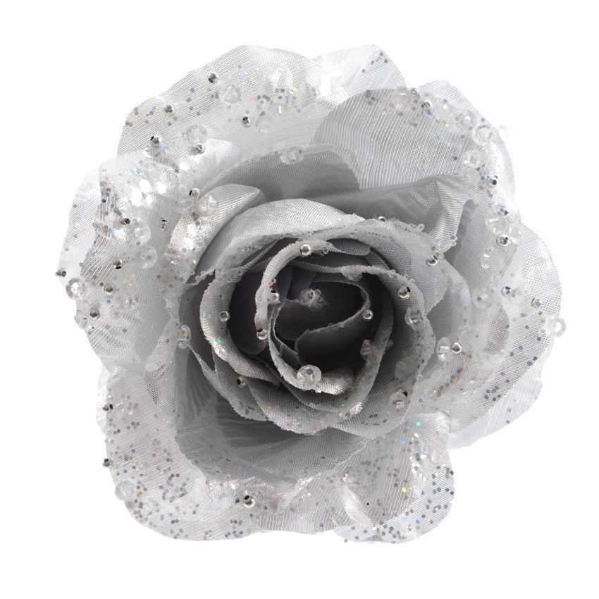 Fiore decorativo con pinza Rosace Argento 1