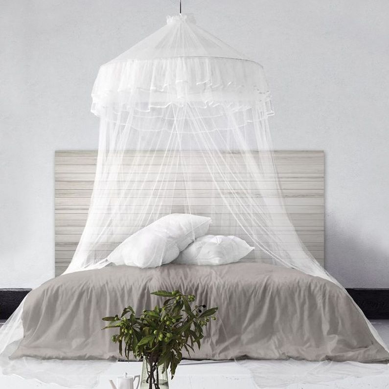 Zanzariera per letto (Ø 135 cm) Bianco 1