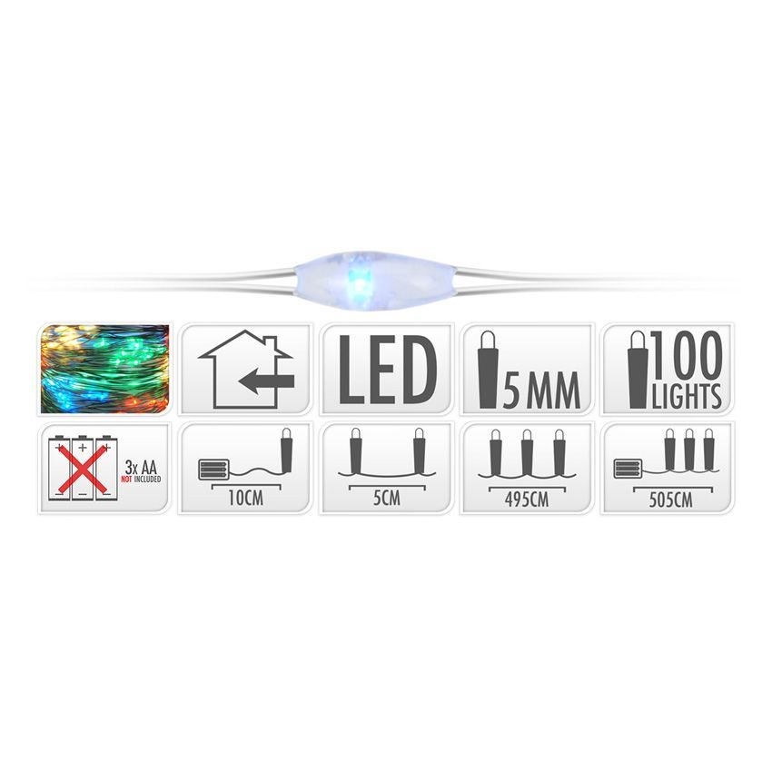 Ghirlanda luminosa Micro LED 5 m Multicolore 100 LED CA a pile 4