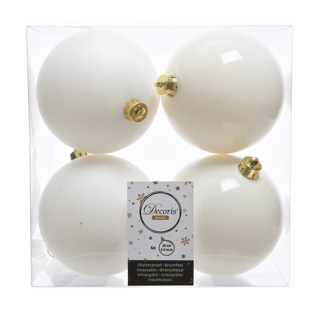 Confezione di 4 palline di Natale (D100 mm) Alpine Bianco panna 1