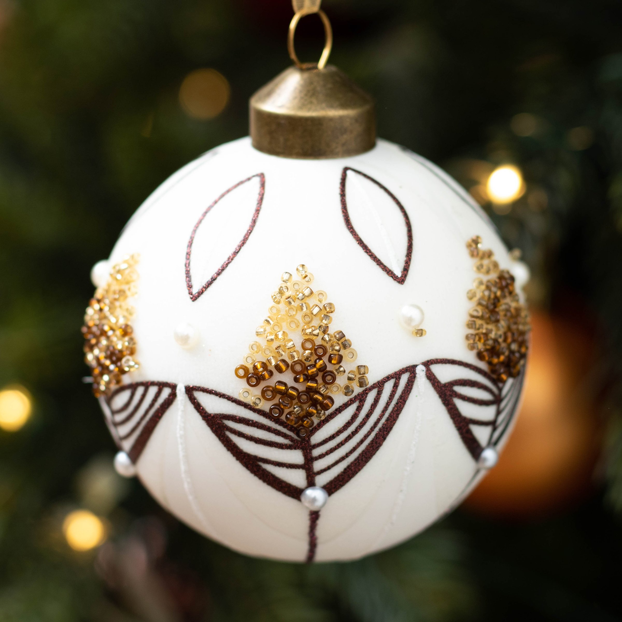 Confezione di 3 palline di Natale (D80 mm) en verre Douceur sucrée Bianco panna 1