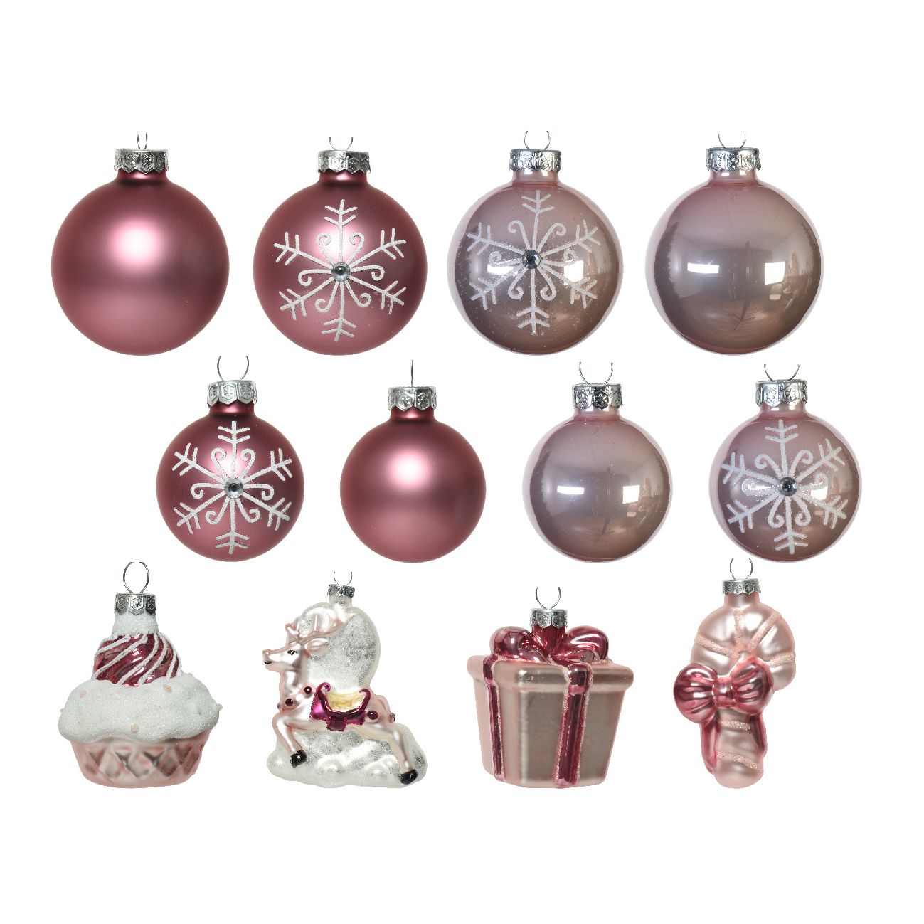 Kit di decorazioni di Natale di vetro Viggo Rosa 1