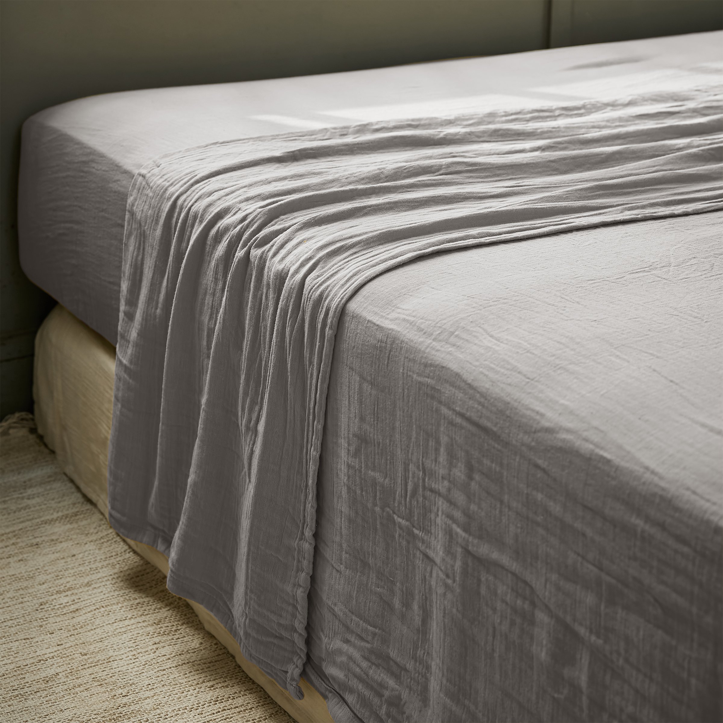 Lenzuolo superiore garza di cotone (270 cm) Gaïa Grigio granito 1