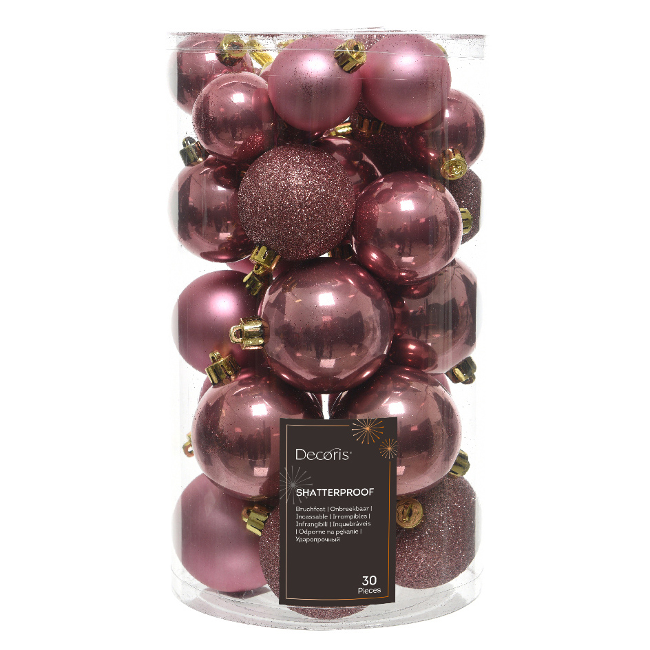 Confezione di  30 palline di Natale assortimento Alpine Rosa antico 1