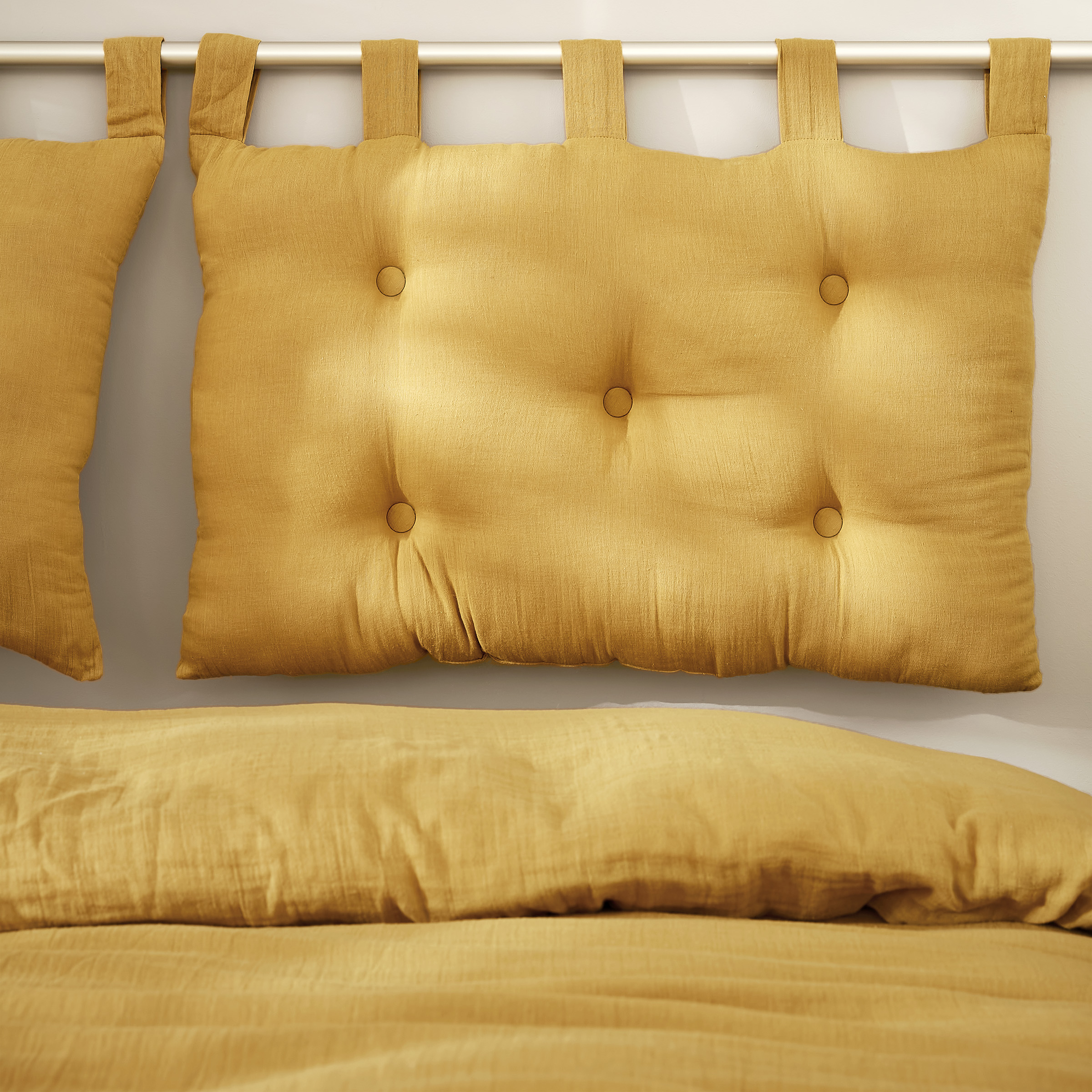 Testata letto garza di cotone (80 cm) Gaïa Giallo zafferano 1