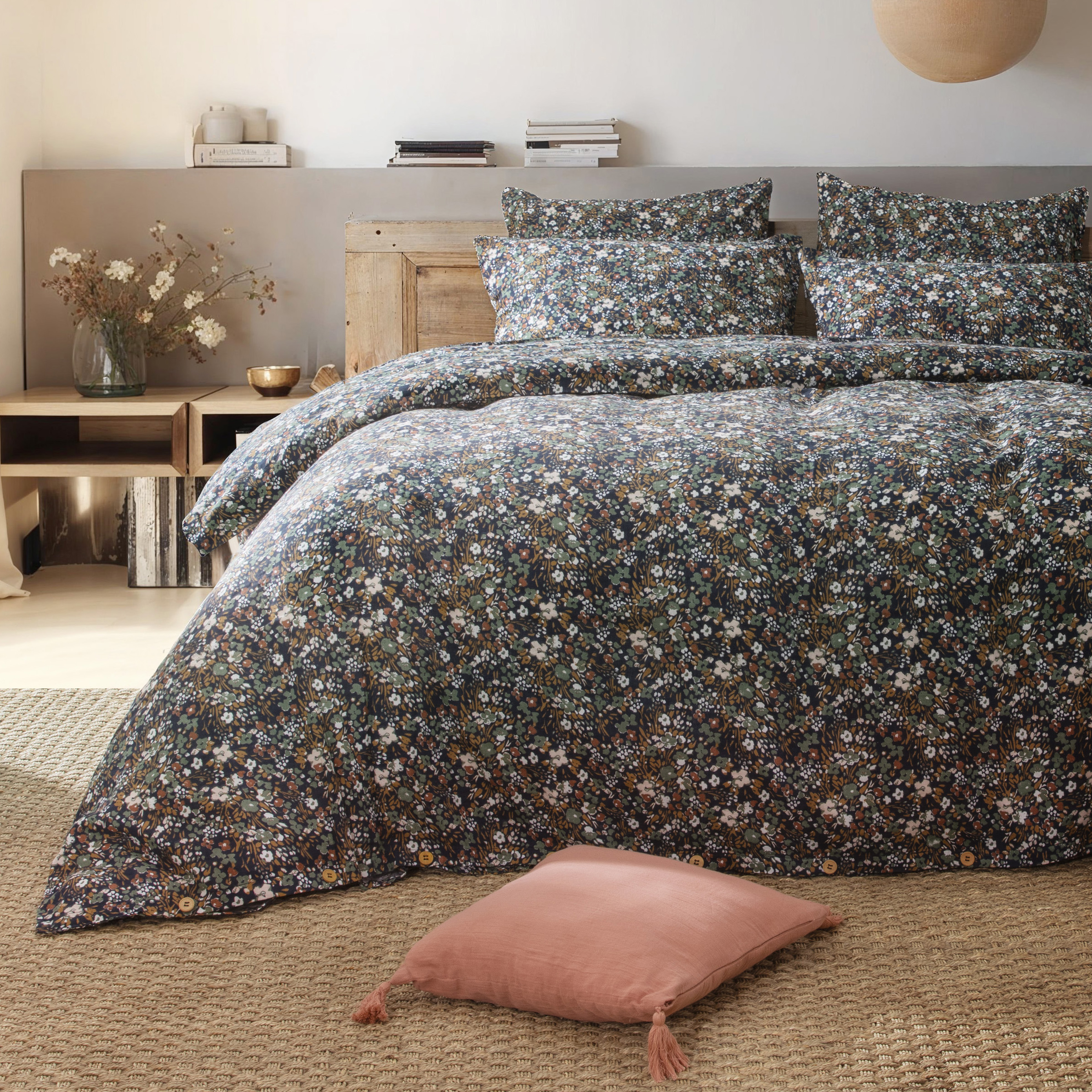 Copripiumino garza di cotone (240 cm) Constance Blu notte