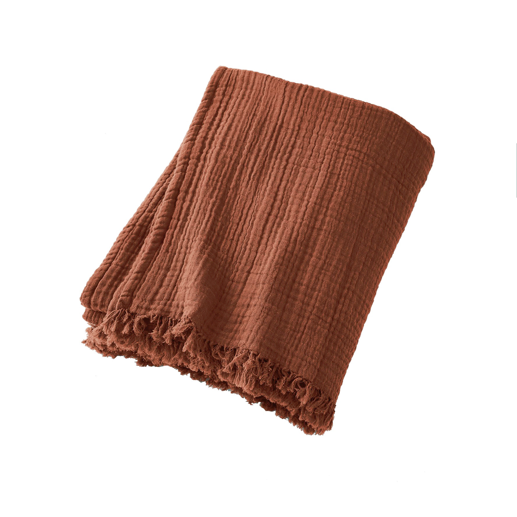 Plaid garza di cotone (220 cm) Gaïa Terracotta 4