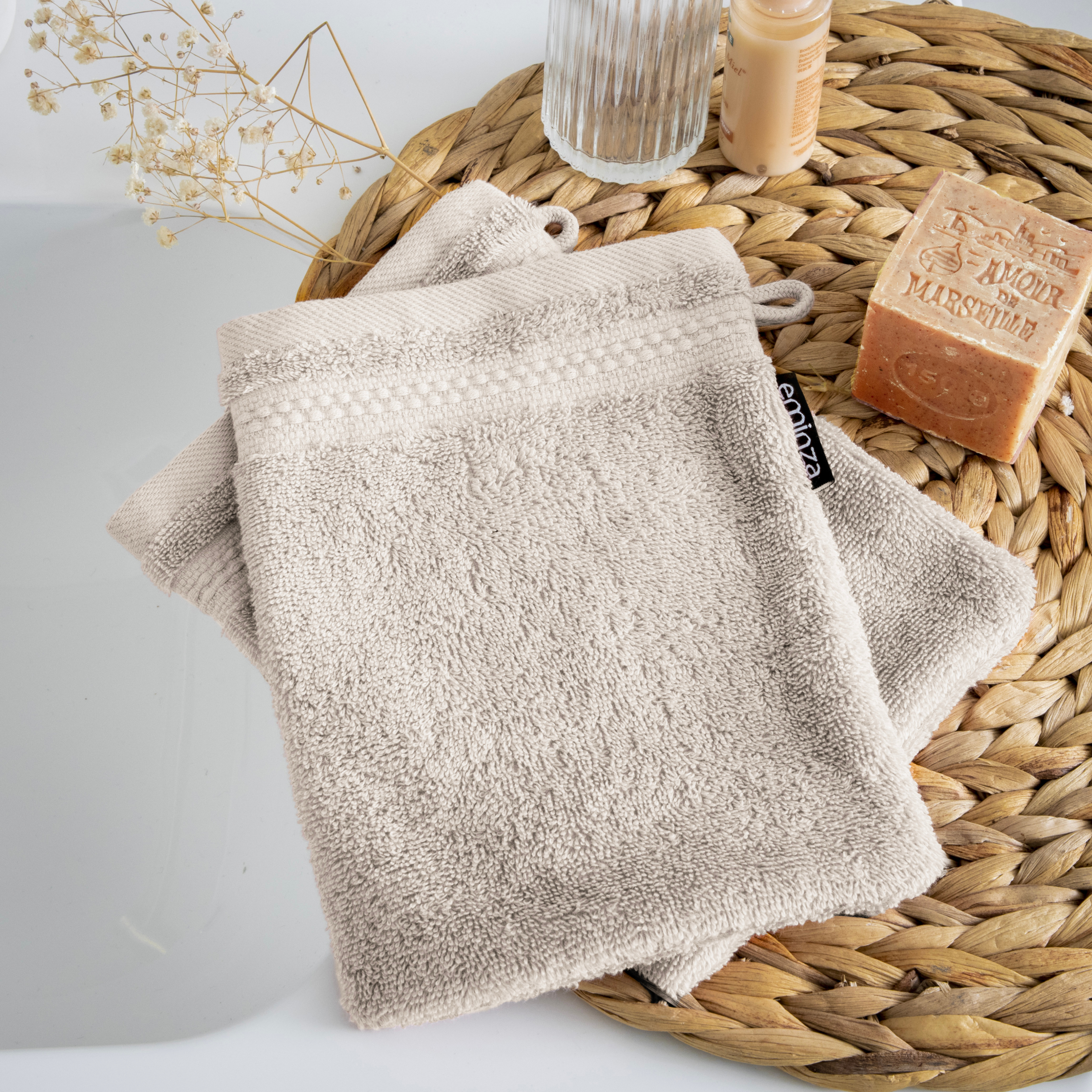 Set di 2 guanti da bagno cotone bio Garance Beige pampa 1