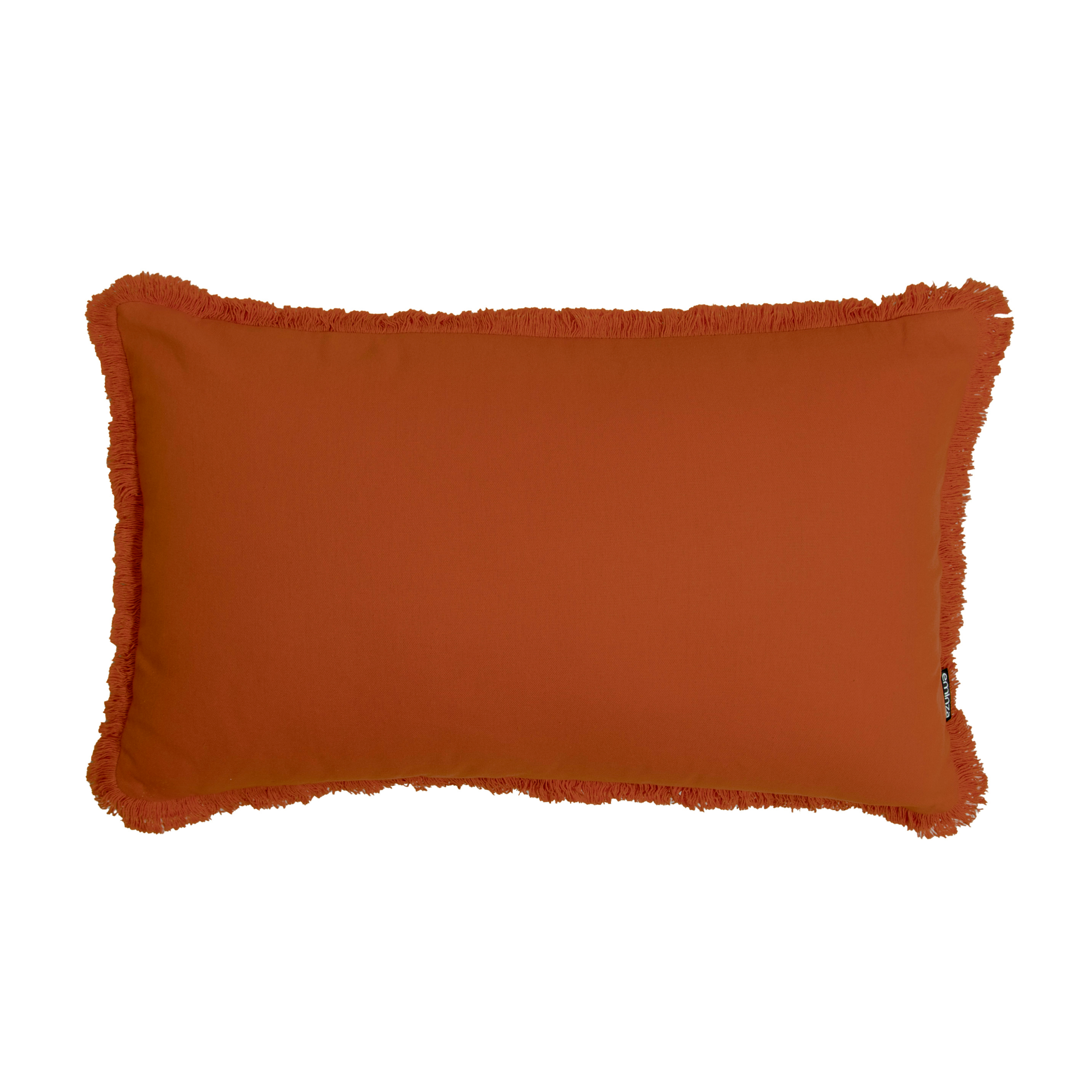 Cuscino rettangolare in cotone (40 x 60 cm) Pixel con frange Terracotta