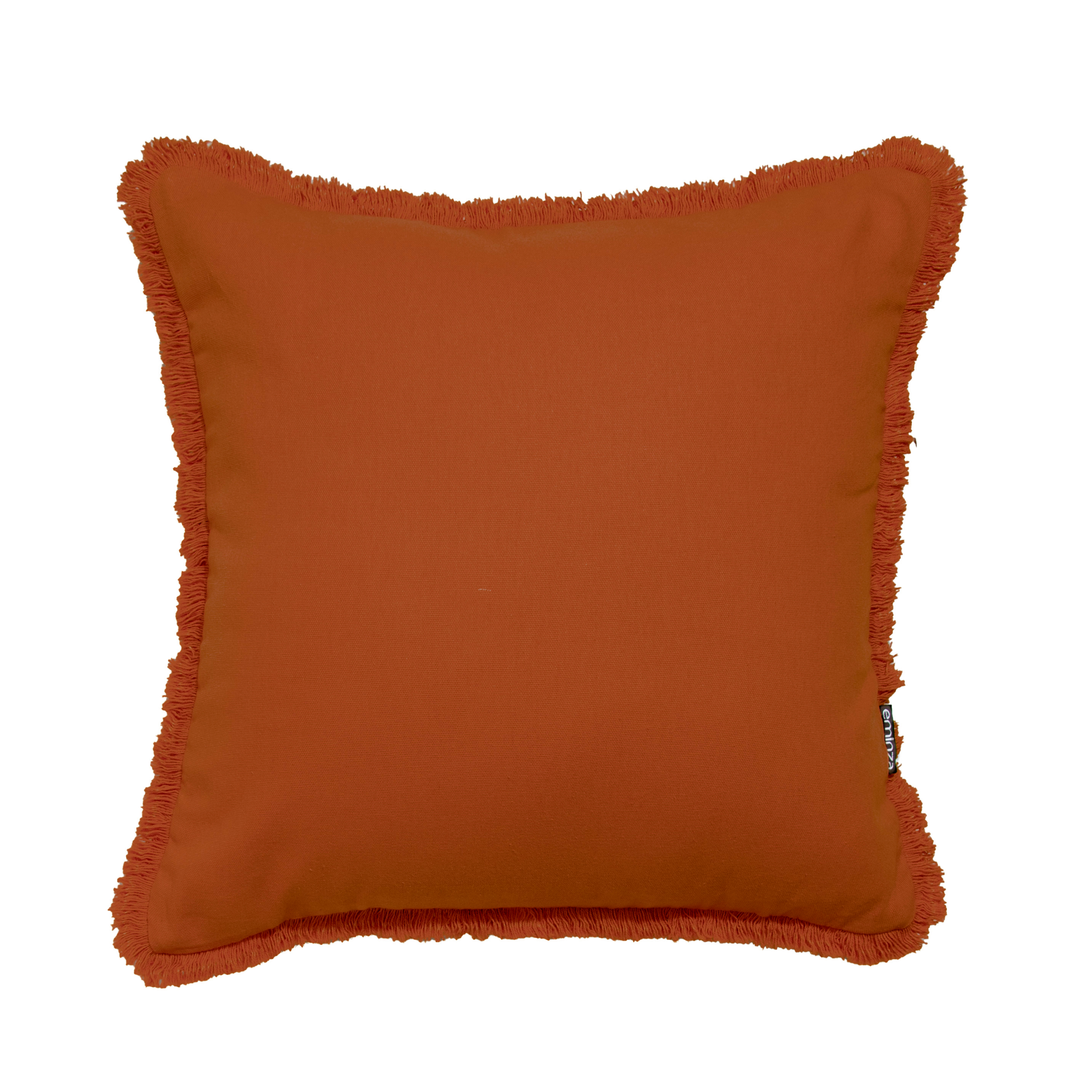 Cuscino quadrato in cotone (45 x 45 cm) Pixel frange Terracotta