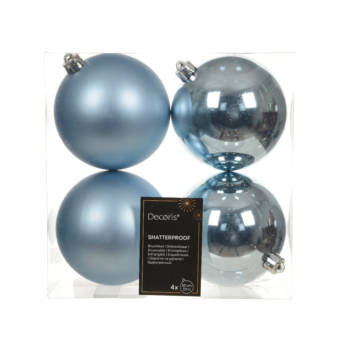 Set di 4 palline di Natale (D100 mm) Alpine Blu ghiaccio