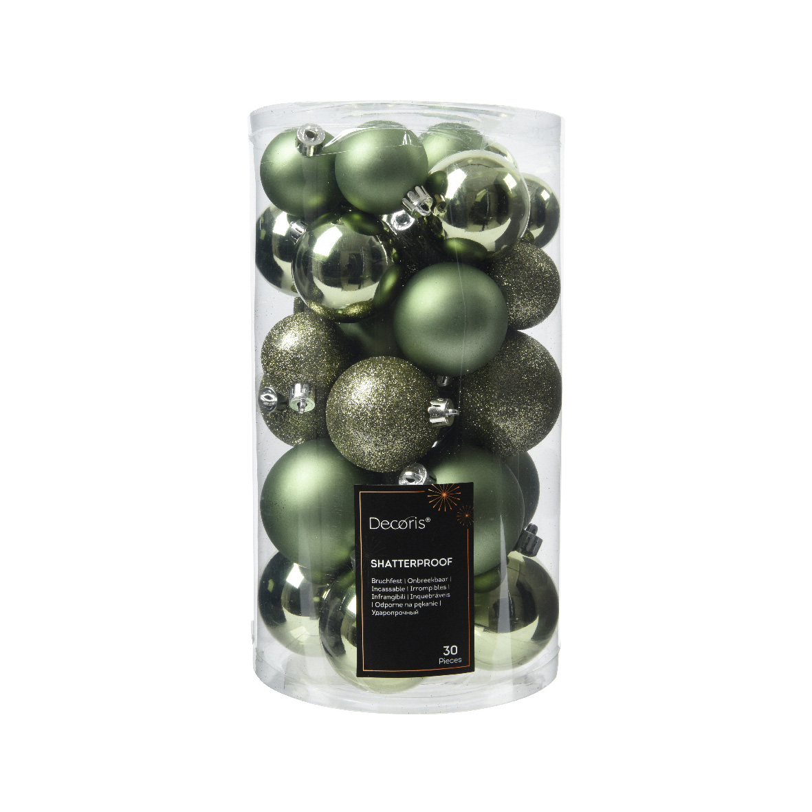 Set da 30 palline di Natale assortite Alpine Verde Rosmarino