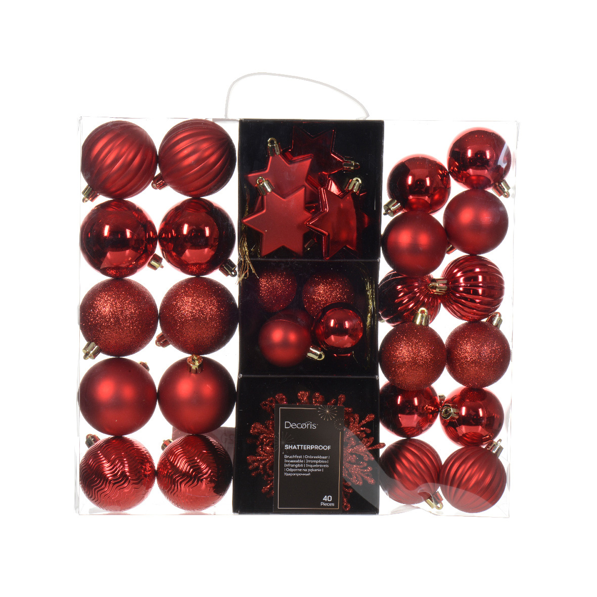 Kit di addobbi per albero di Natale (40 pezzi) Cristallo Rosso