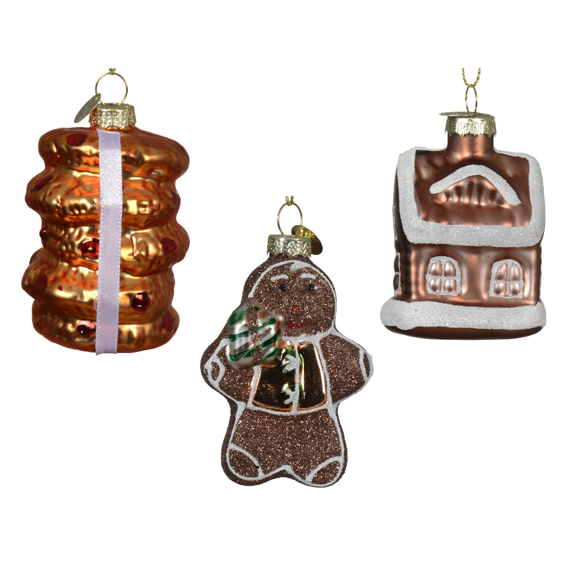 Set di 3 decorazioni da appendere in vetro (H11 cm) Delizie di Natale