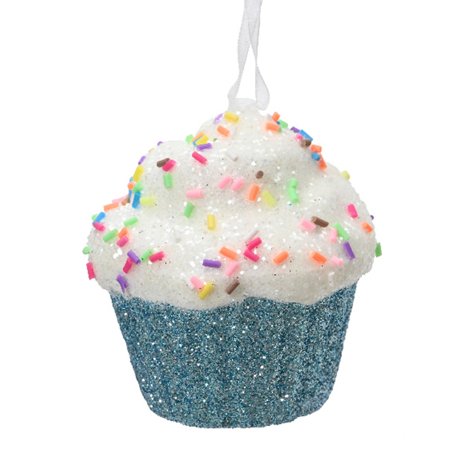 Cupcake di Natale da appendere (H7 cm) Golosità Blu glitterato