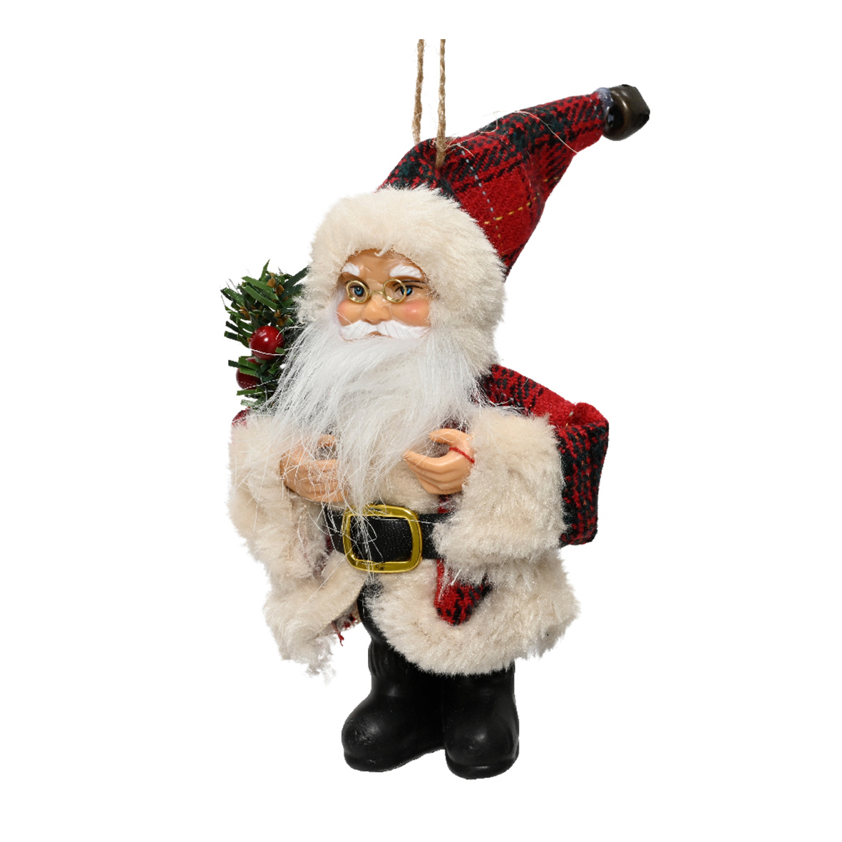 Babbo Natale da appendere (H13 cm) Tradizione tartan Scozzese