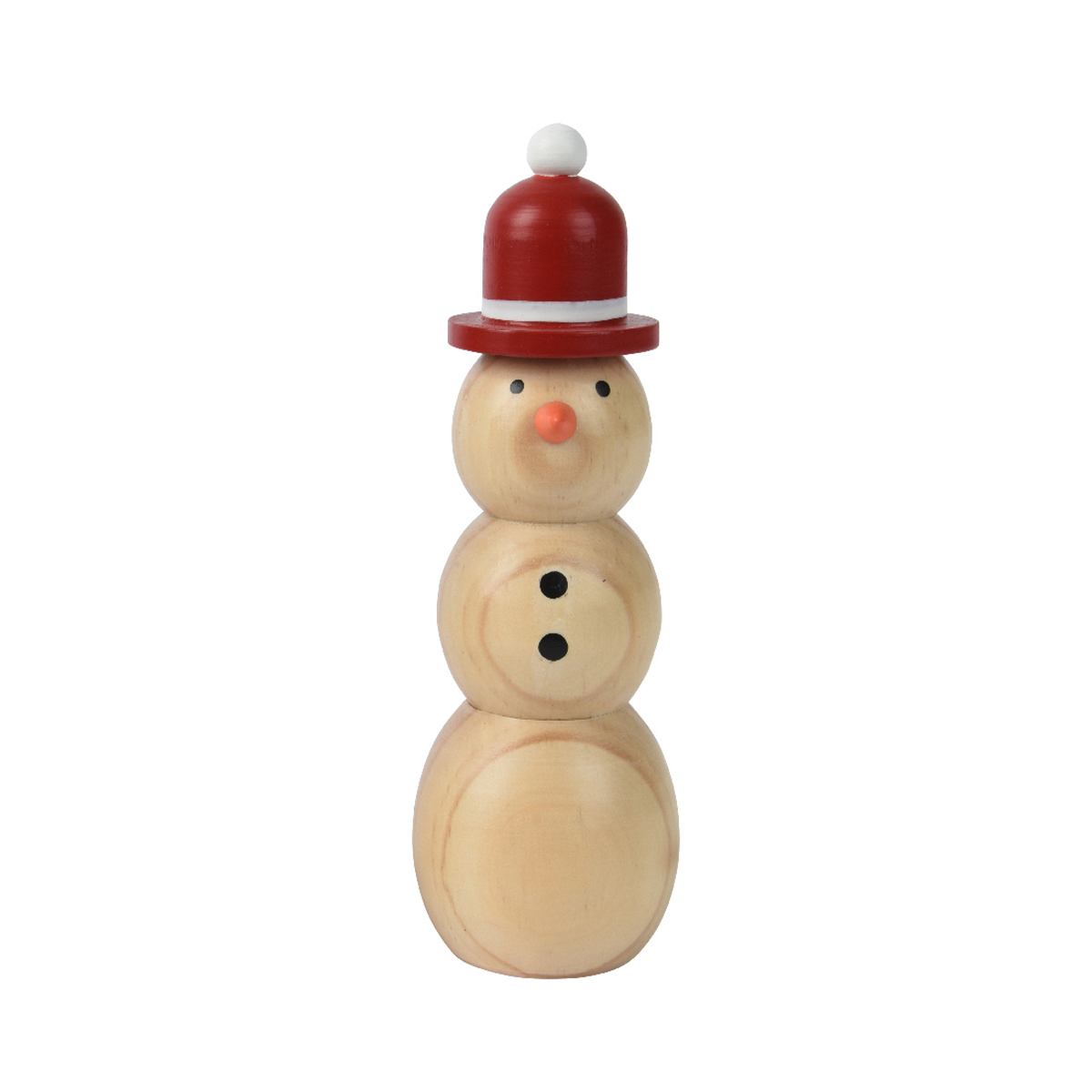 Pupazzo di neve in legno da posizionare (H10 cm) Cappello Rosso