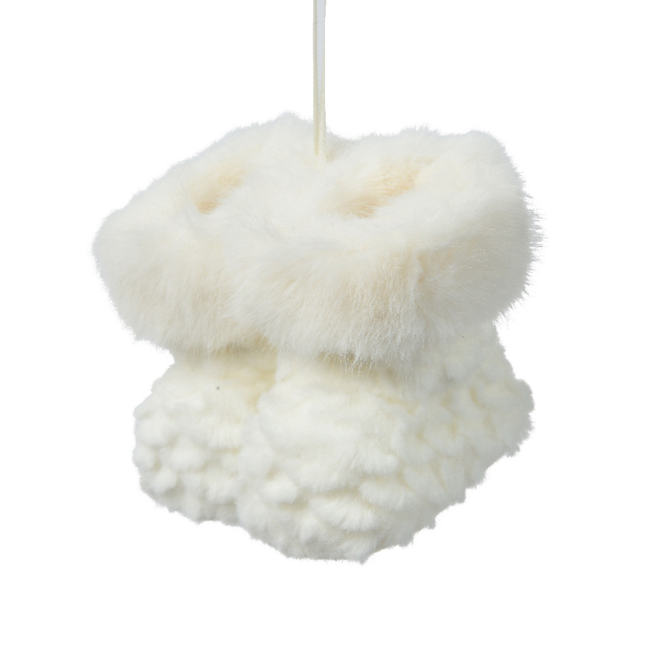 Coppia di stivali da appendere (H10 cm) Cosy Pelliccia Bianca