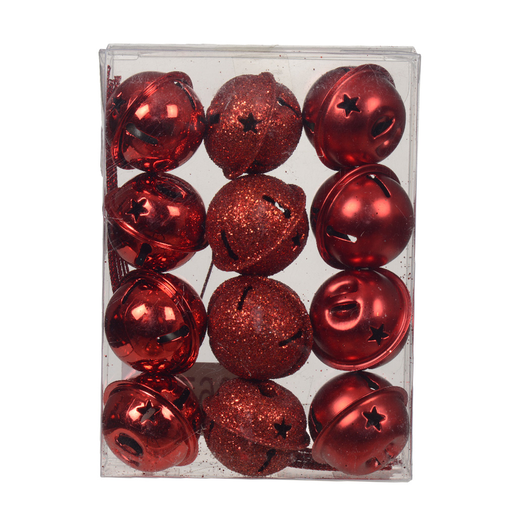 Set di 12 campanelle da appendere (D8 cm) Christmas Stars Rosso