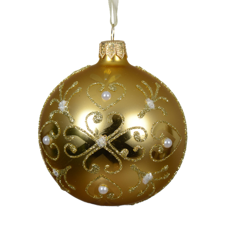 Set di 6 palline di Natale in vetro (D80 mm) Barocco Oro chiaro