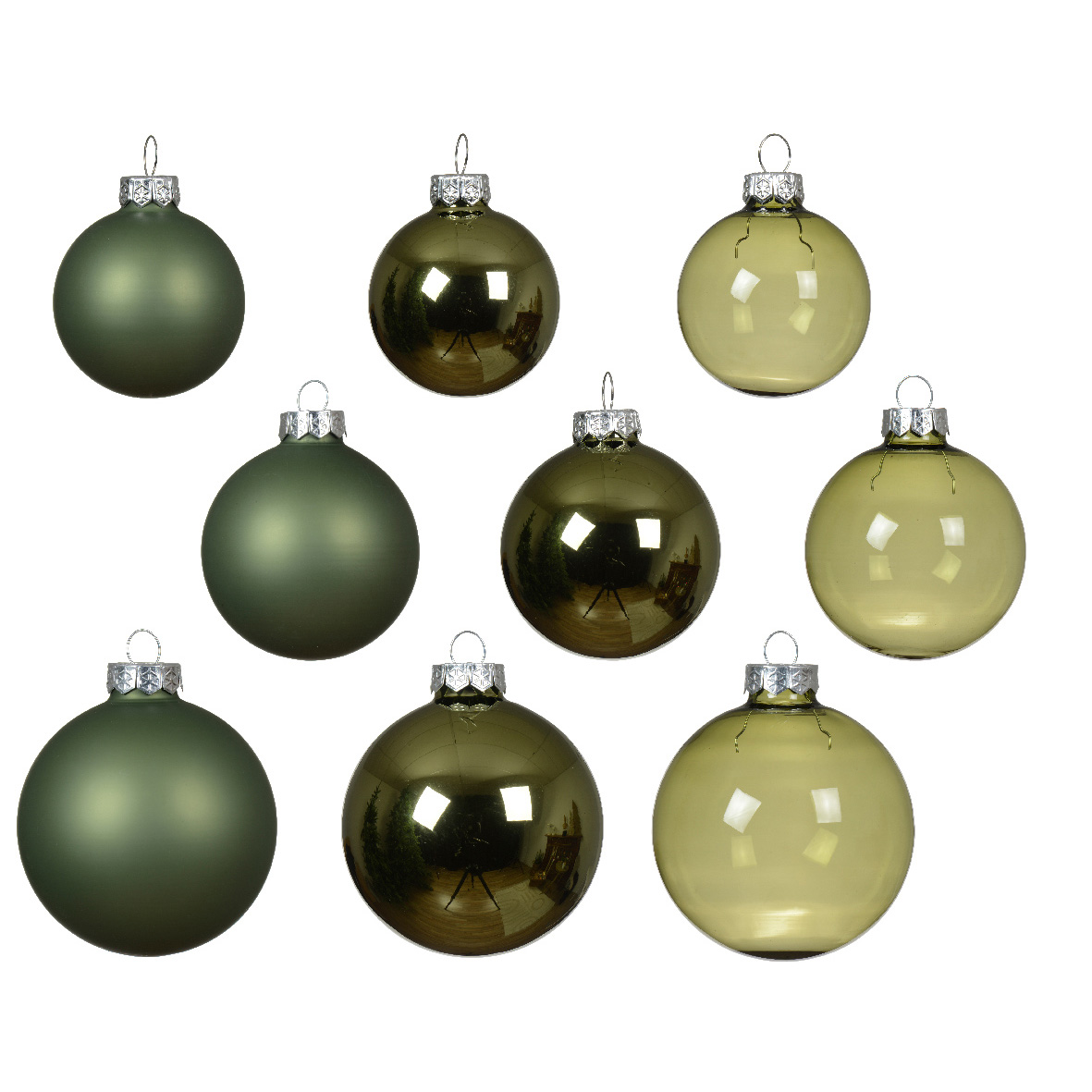 Set di 21 palline di Natale in vetro assortite Cristallo Verde rosmarino