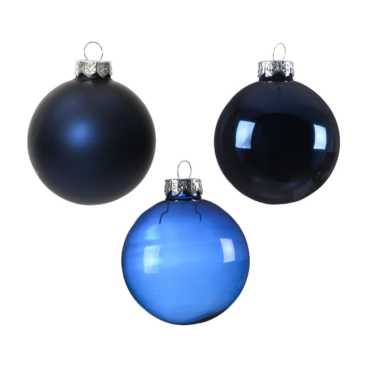 Set di 21 palline di Natale in vetro assortite Cristallo Blu notte