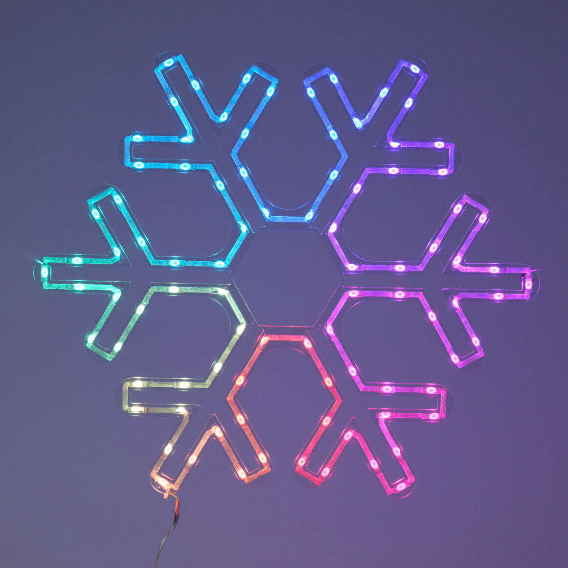 Fiocco di neve luminoso al neon 96 LED H43 cm Multicolore