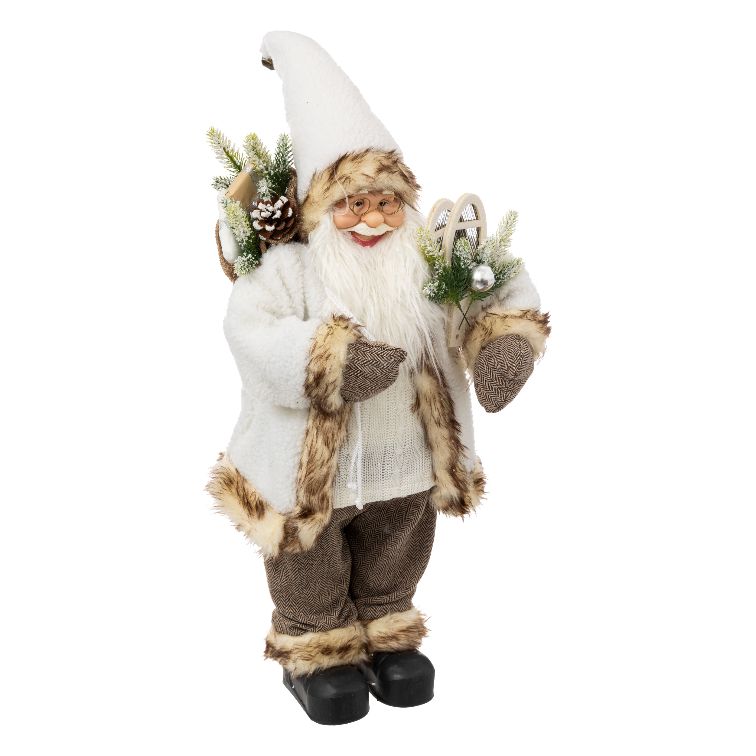 Babbo Natale tradizionale (H60 cm) Leon in racchetta