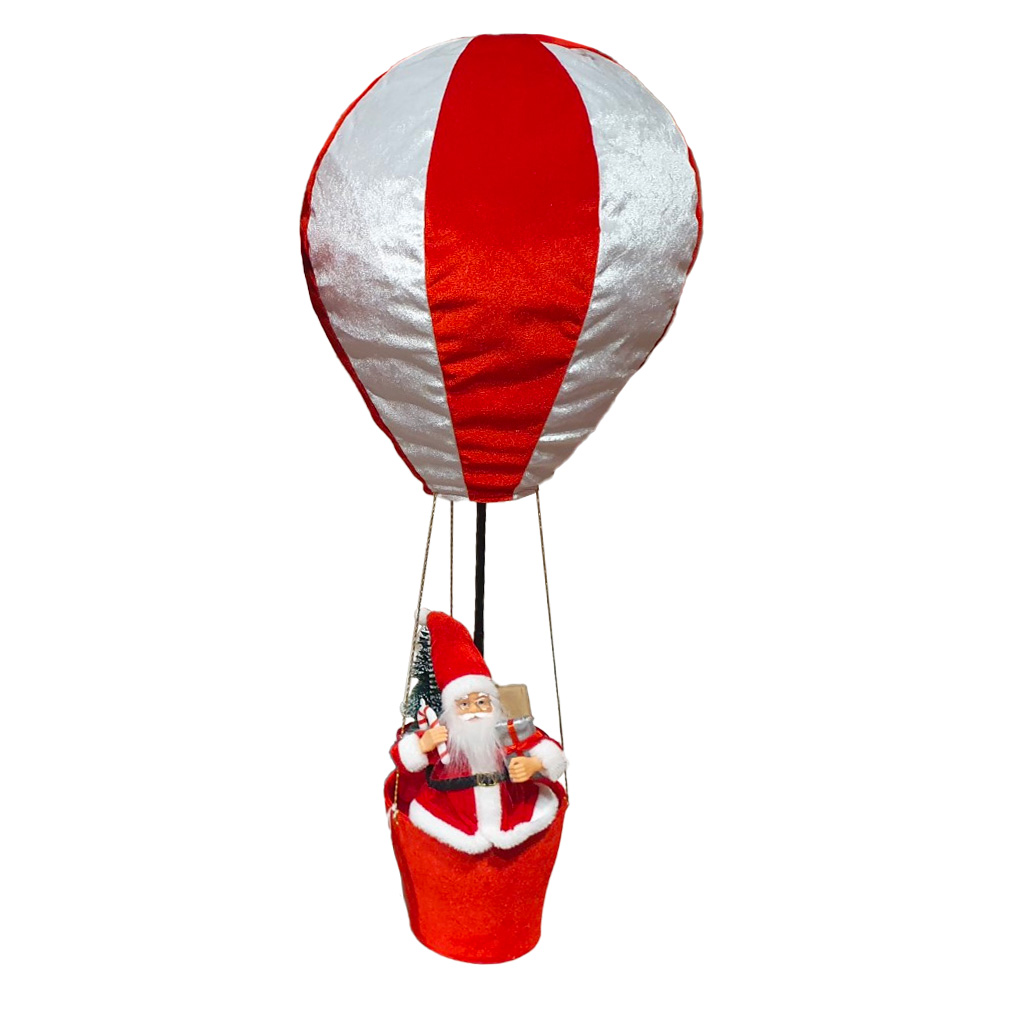 Babbo Natale in Mongolfiera (H97 cm) All'avventura Bianco e rosso