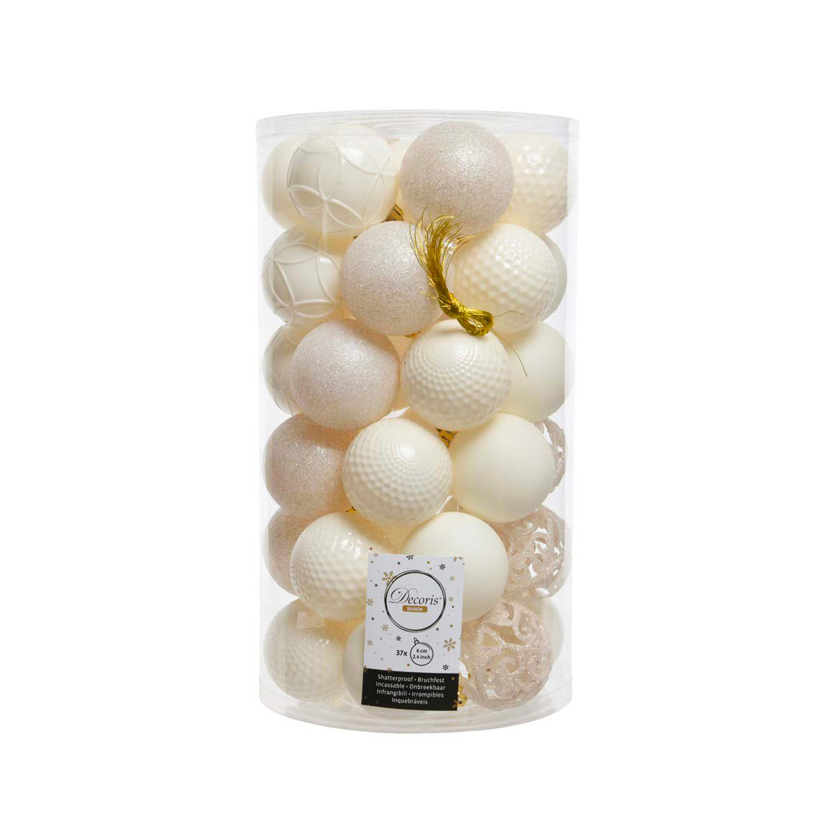 Confezione di 37 palline di Natale (D60 mm) Alpine mix Bianco panna 1