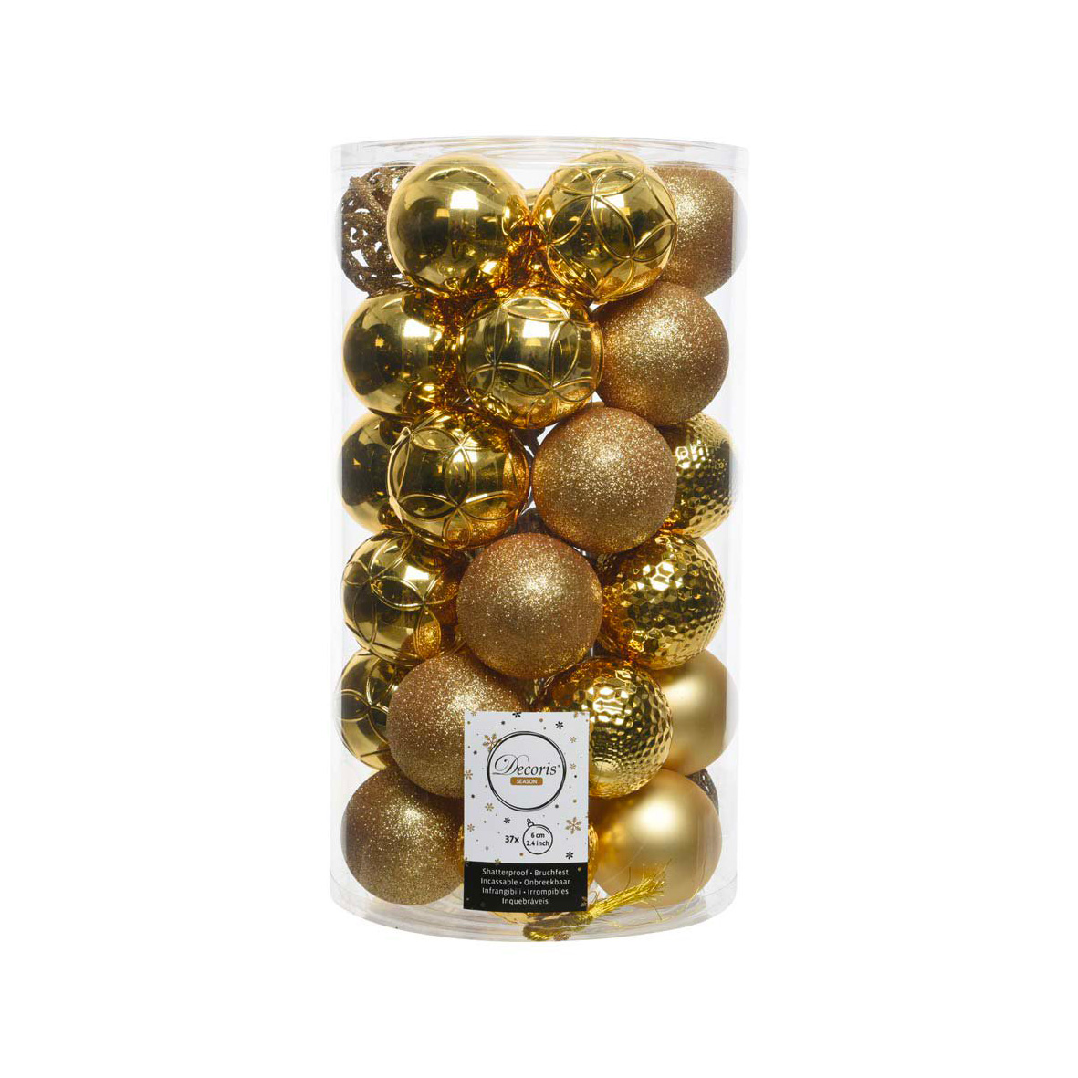 Confezione di 37 palline di Natale (D60 mm) Alpine mix Oro 1