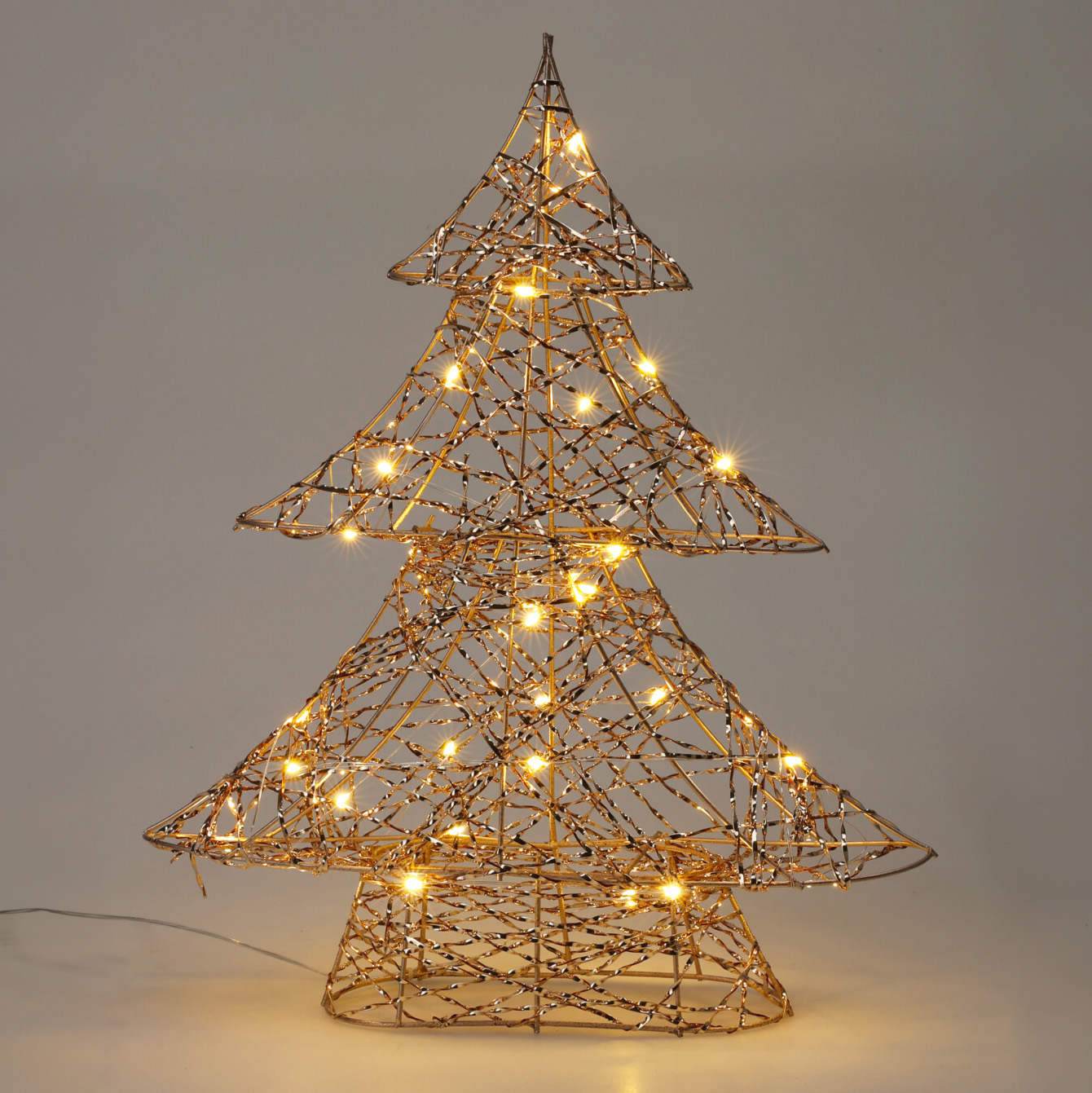 Albero luminoso a pile 30 LED (H40 cm) Christmas Dorato e bianco caldo