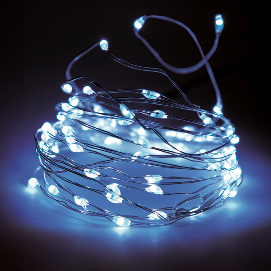 Ghirlanda luminosa 32 m 320 Micro LED Filo d'argento Bianco freddo