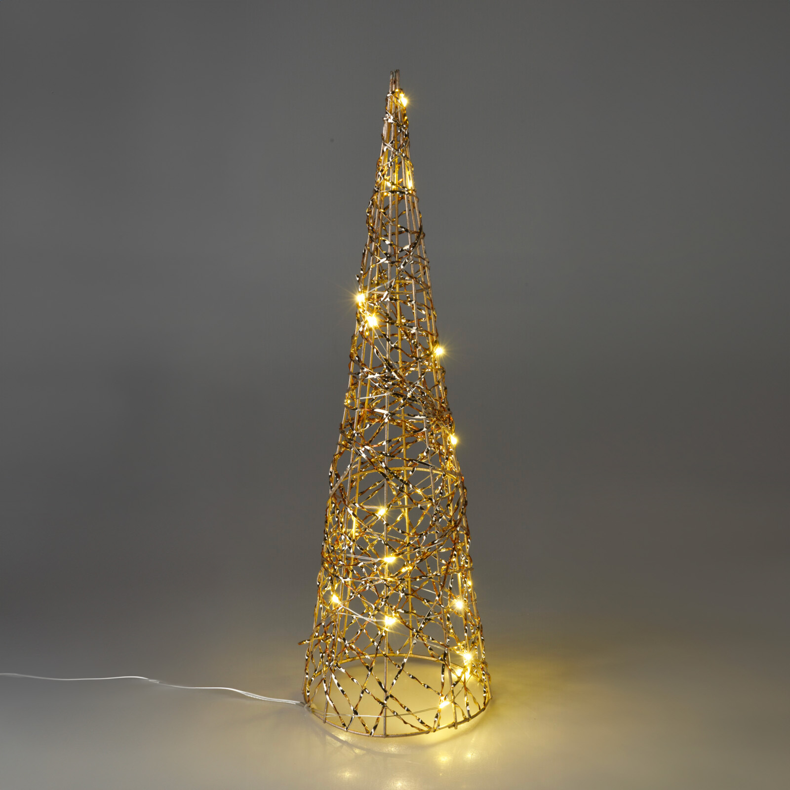 Cono luminoso a pile 20 LED (H40 cm) Christmas Oro e bianco caldo