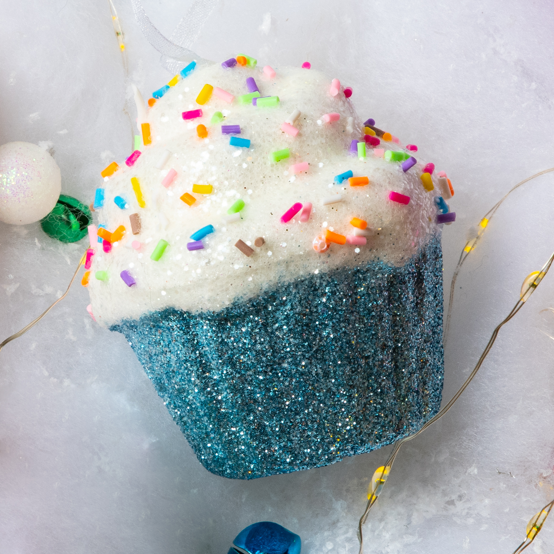 Cupcake di Natale da appendere (H7 cm) Golosità Blu glitterato