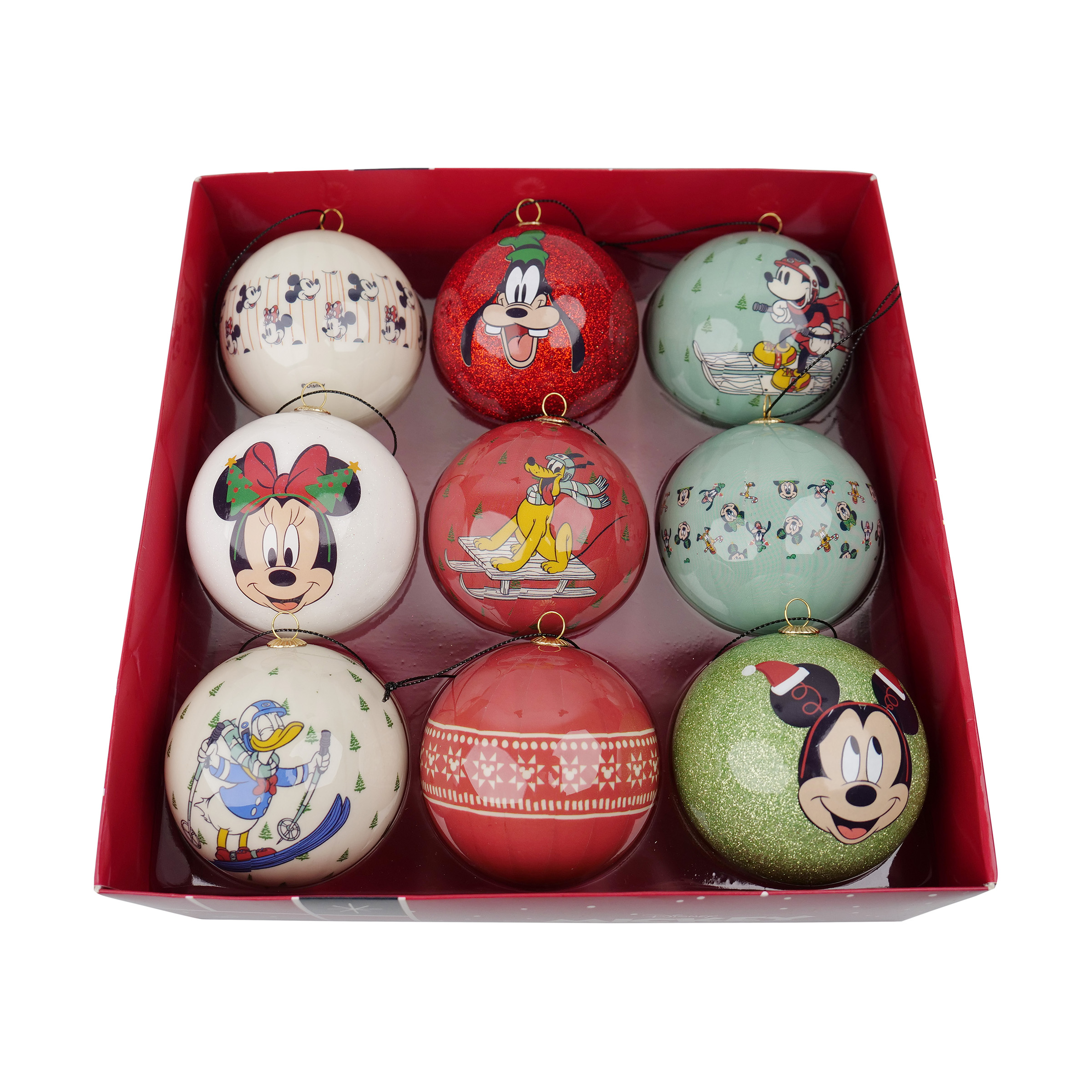 Cofanetto di 9 palline di Natale (D75 mm) Disney Mickey e i suoi amici