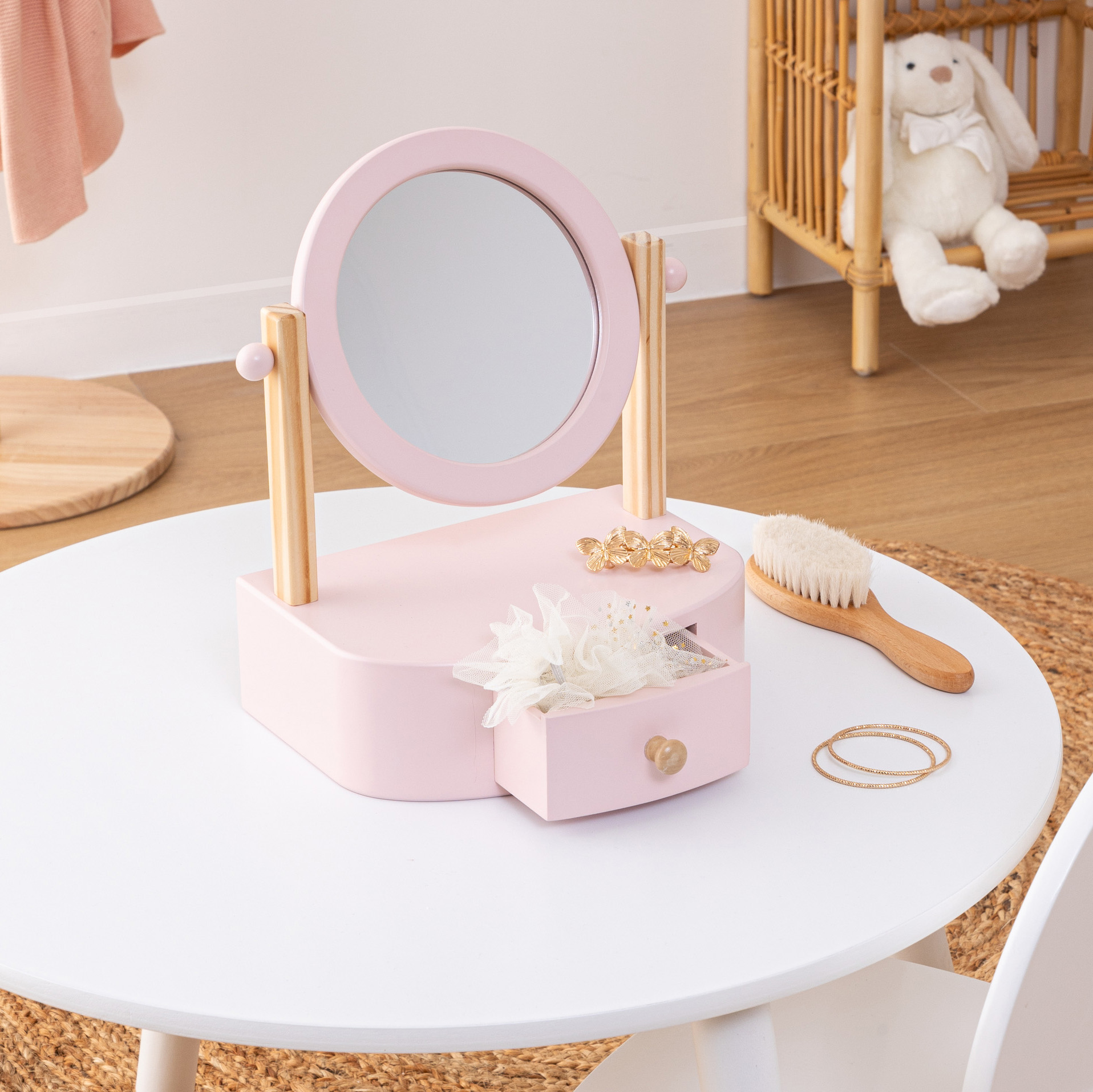 Comò da posare in legno per bambini (H28 cm) Louna Rosa