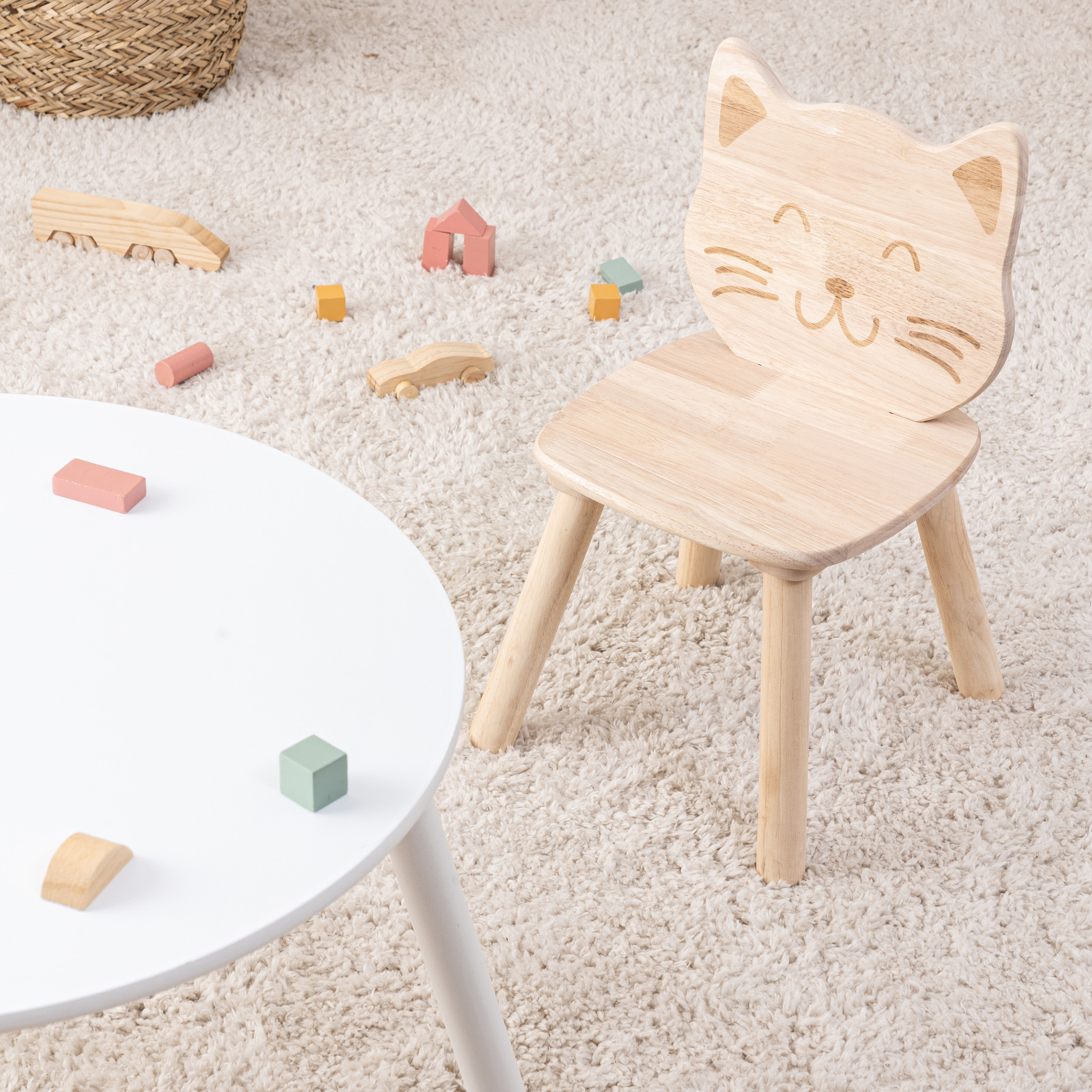 Sedia in legno per bambini (H50 cm) Gattino Pia Beige