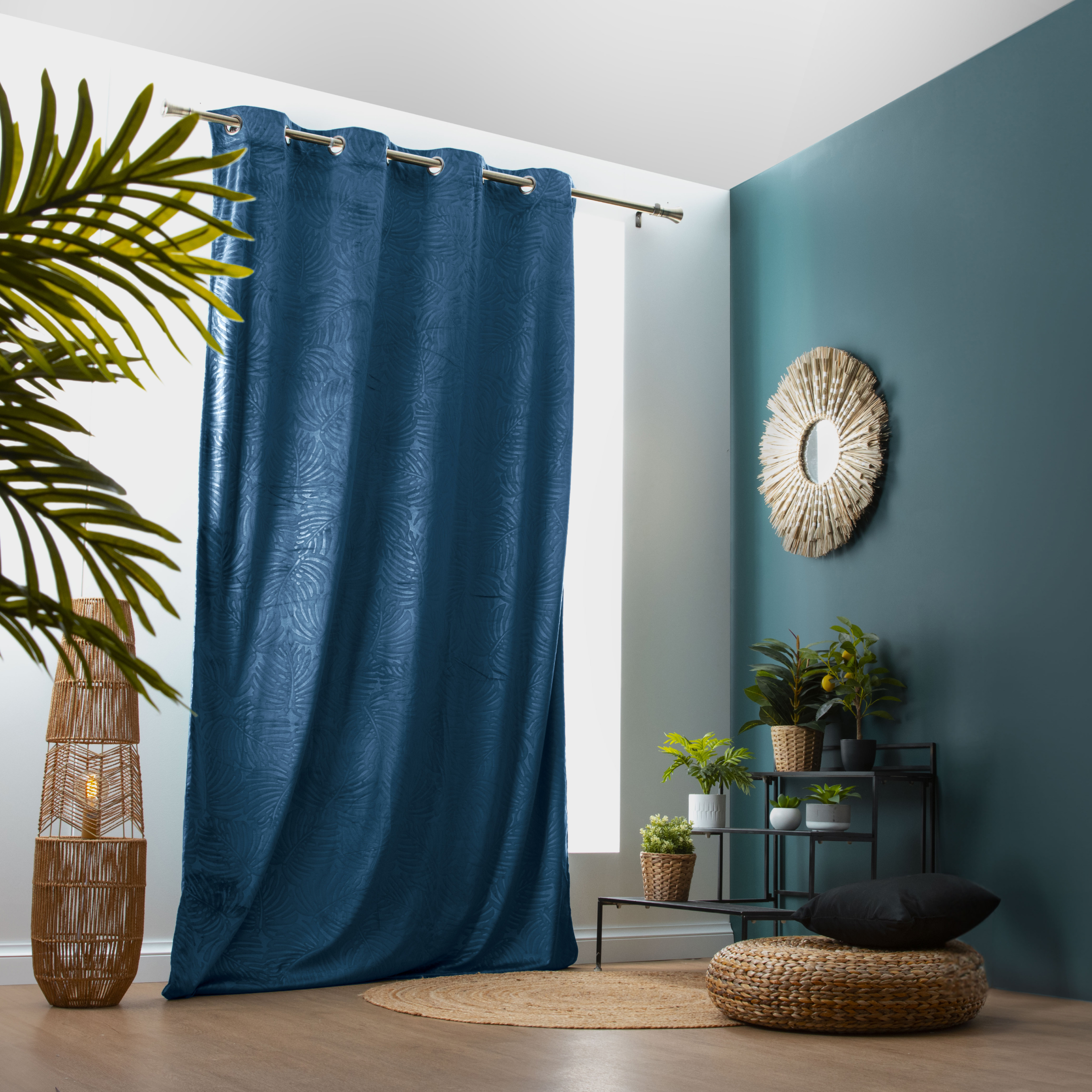 Tenda oscurante velluto (140 x 240 cm) Fern Blu navy