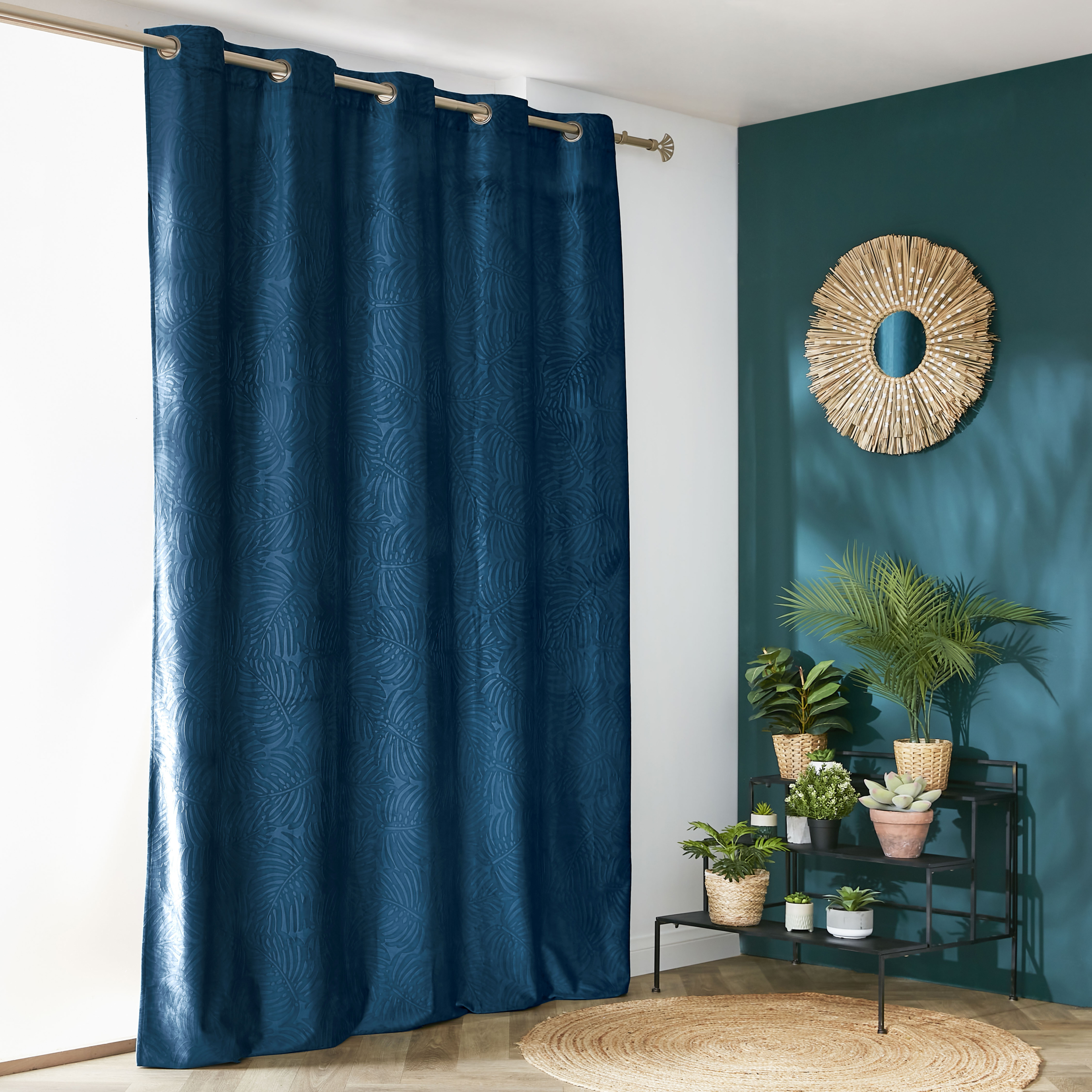 Tenda oscurante velluto (180 x 260 cm) Fern Blu navy