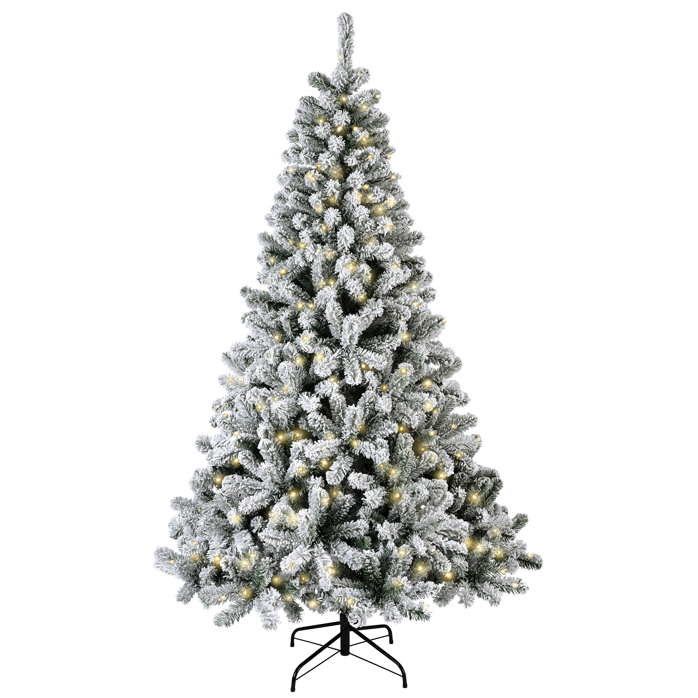 Albero di Natale artificiale luminoso 320 LED H210 cm King Verde innevato