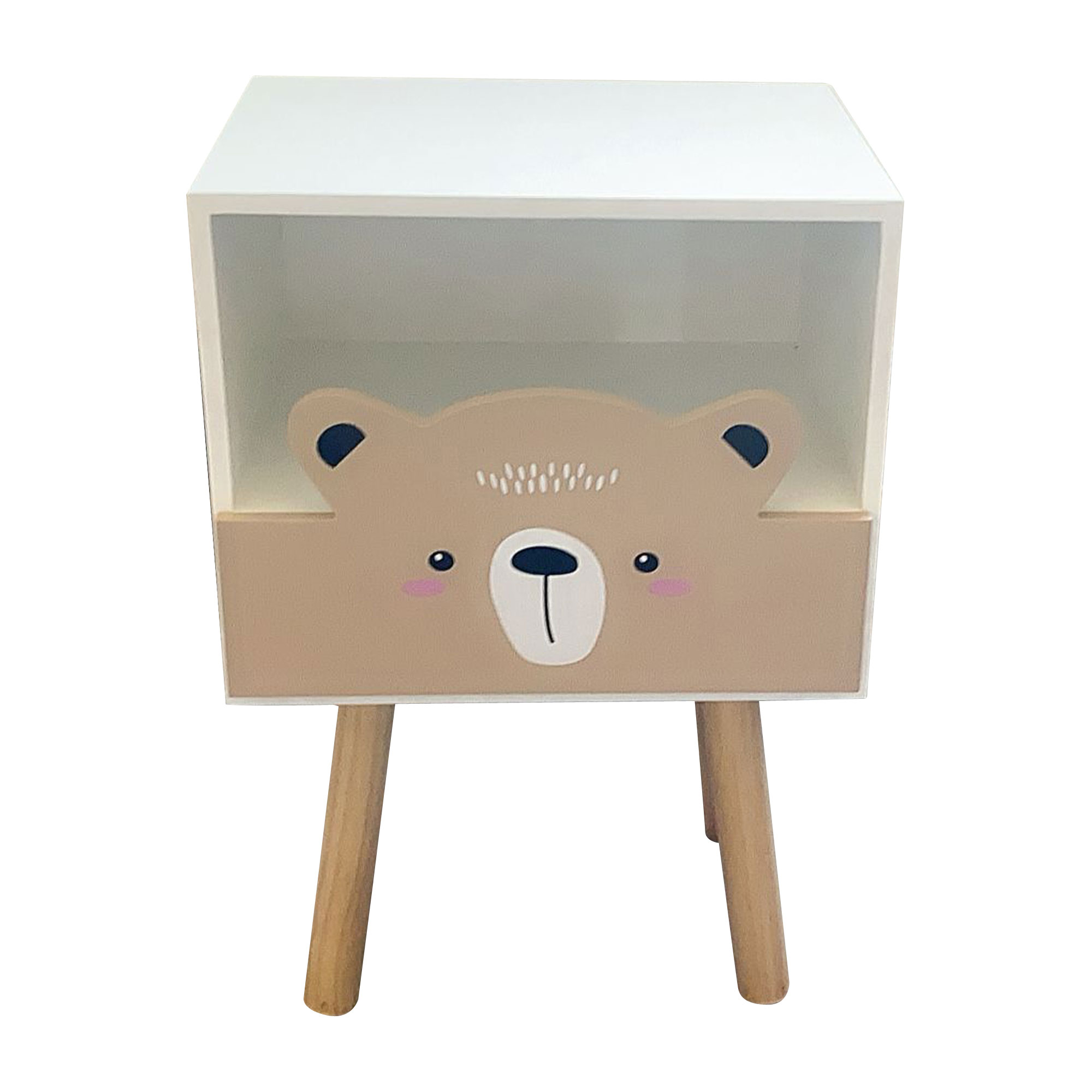 Comodino bambini legno (Alt 45 cm) Orsetto Marrone