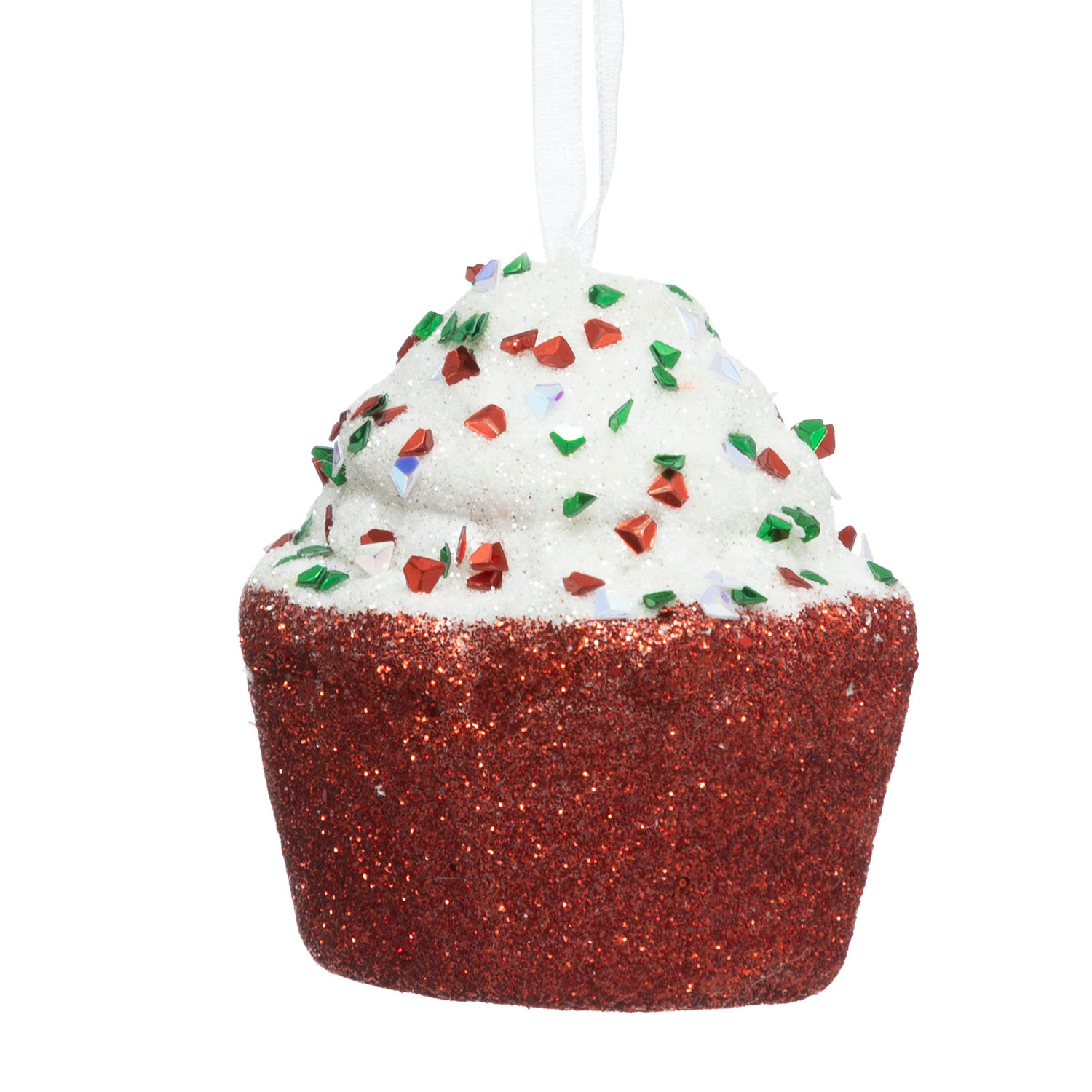 Cupcake di Natale da appendere (H6 cm) Golosità Rossa glitterata