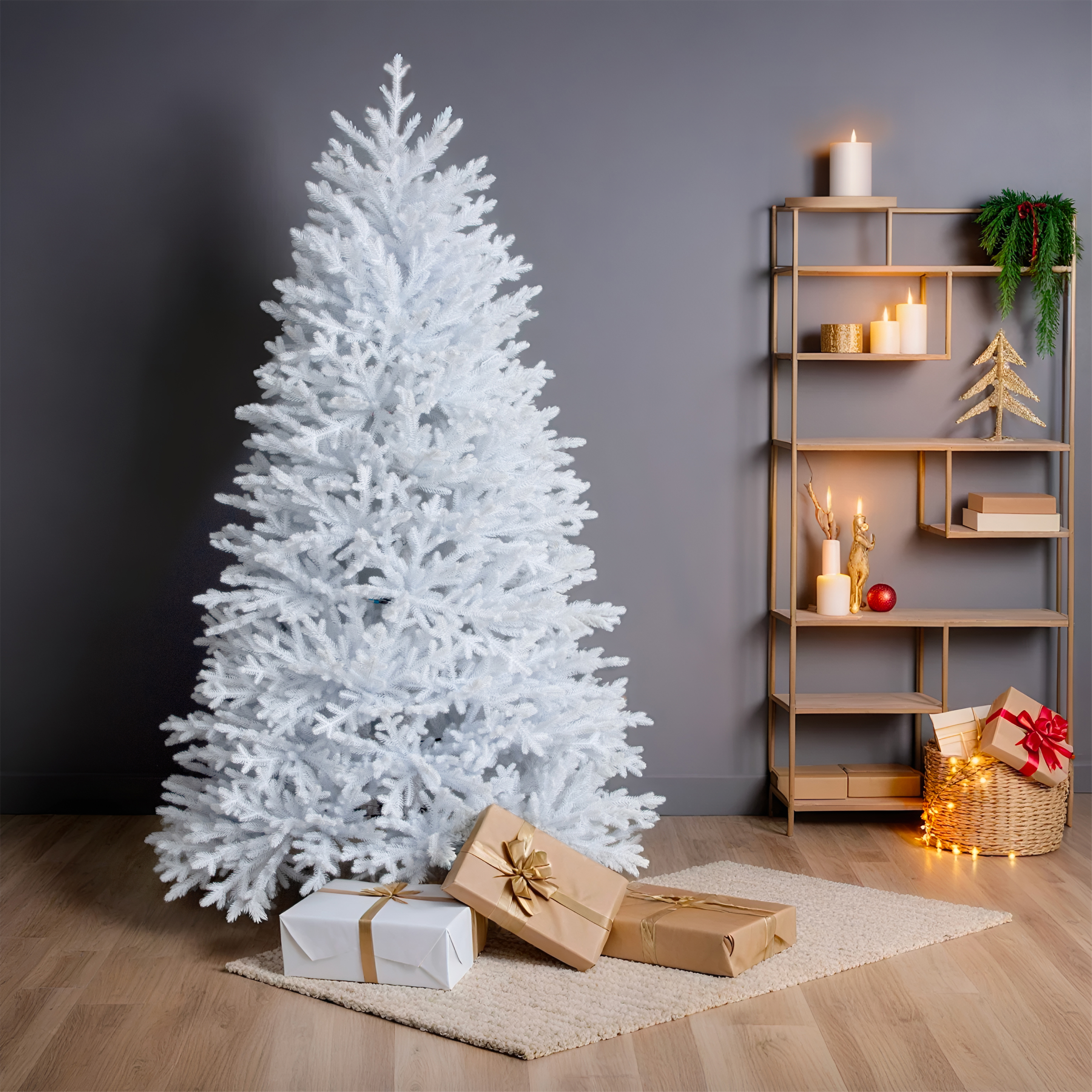 Albero di Natale artificiale H240 cm Quebec Bianco